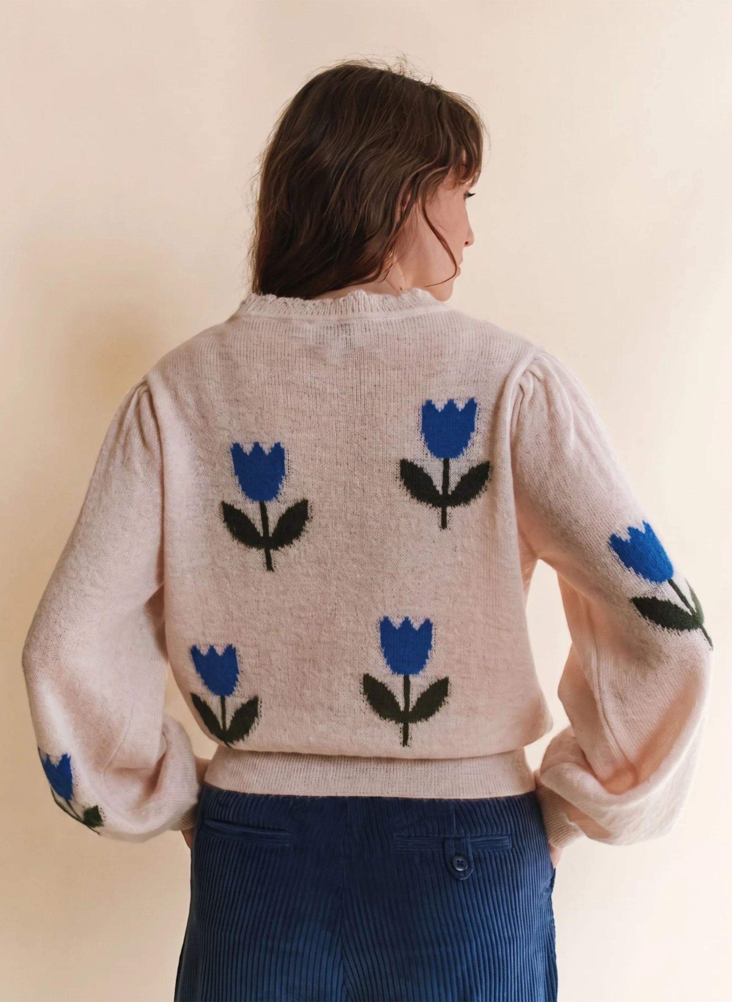 Pull col rond en laine mélangée EMILE ET IDA Bleu