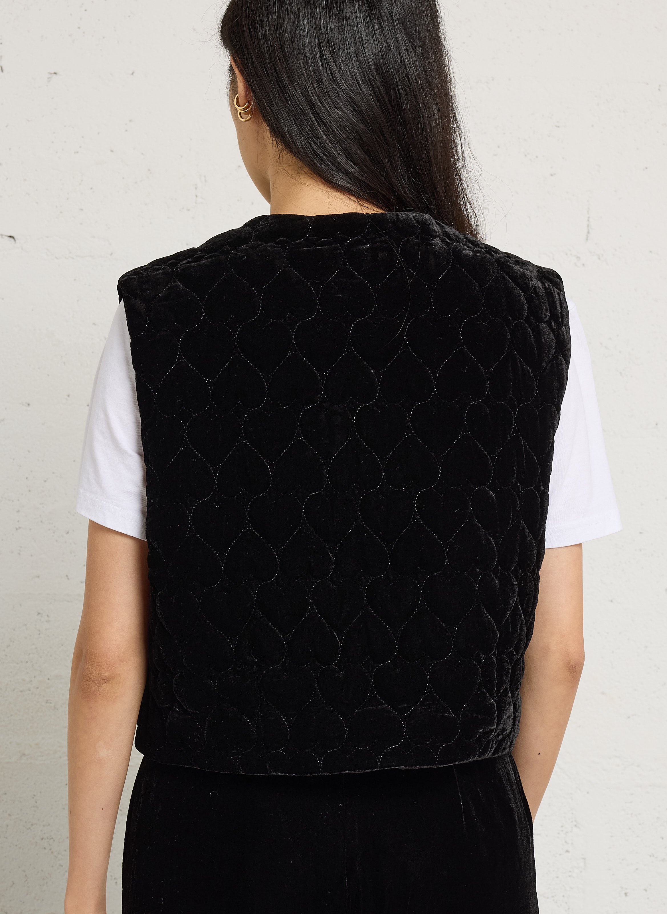 Veste col rond sans manches DES PETITS HAUTS Noir