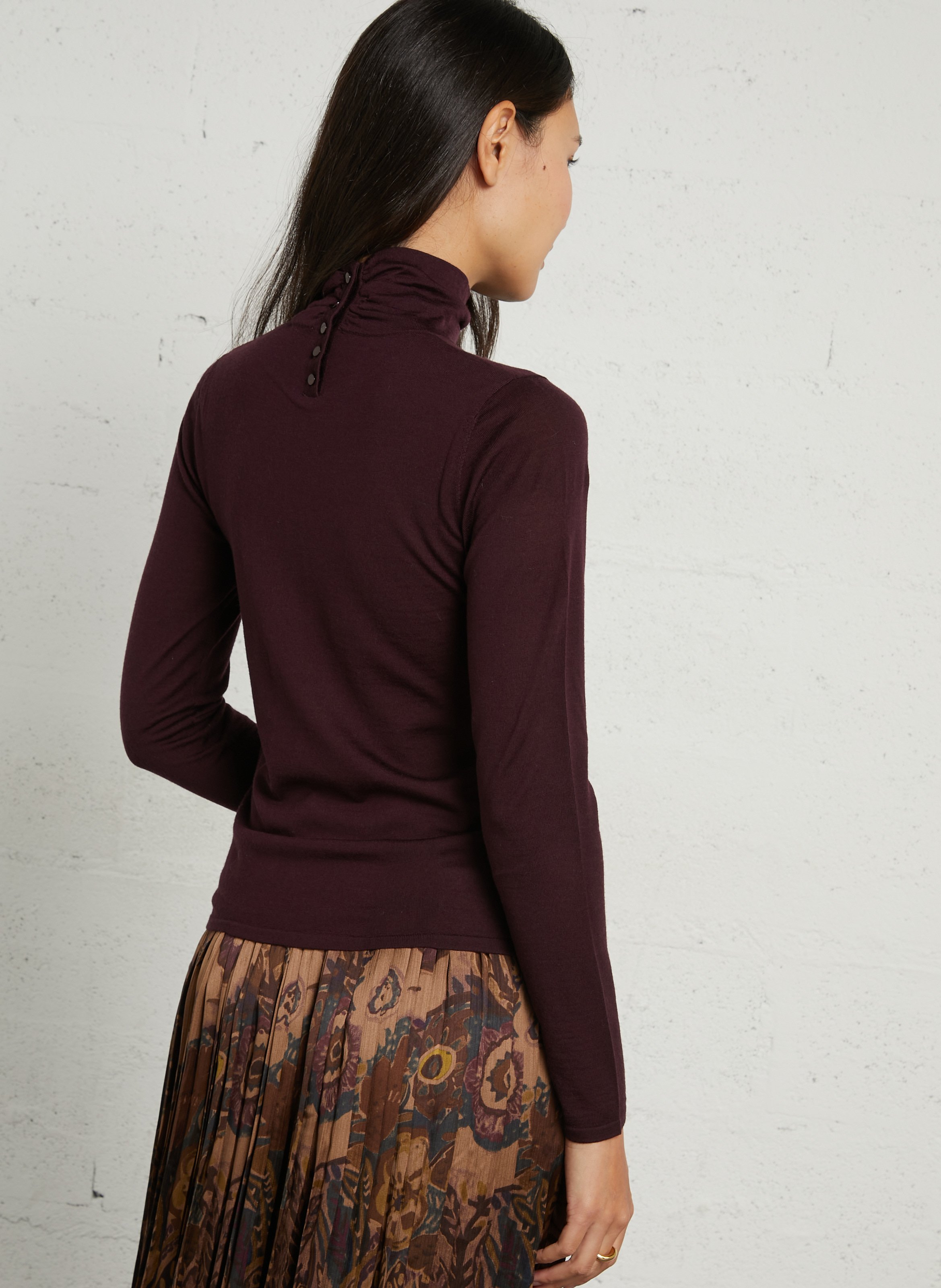 Feinstrick Rollkragenpullover aus Merinowolle PETITE MENDIGOTE Violett