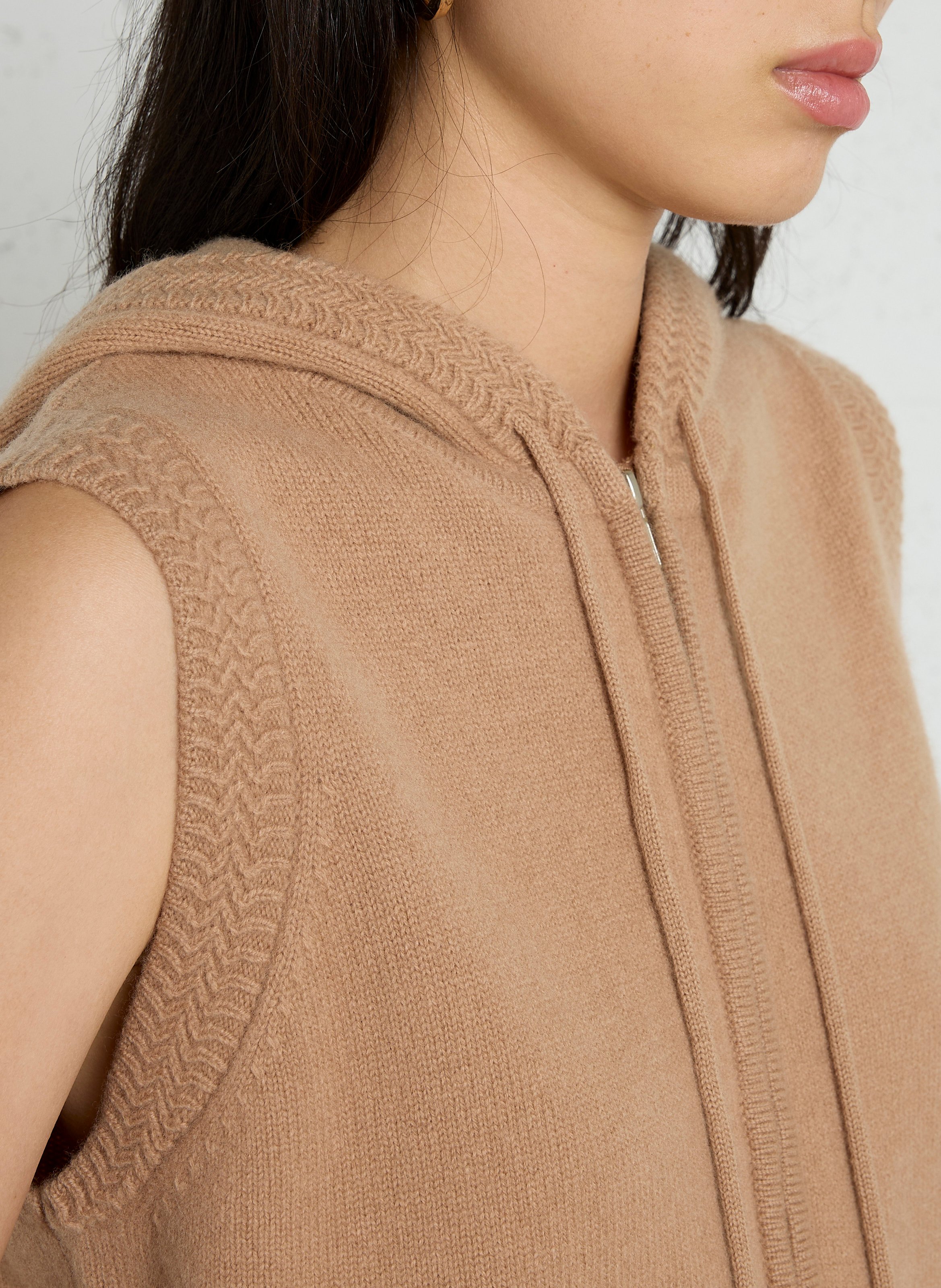 Sleeveless hooded wool cardigan SUD EXPRESS Brown