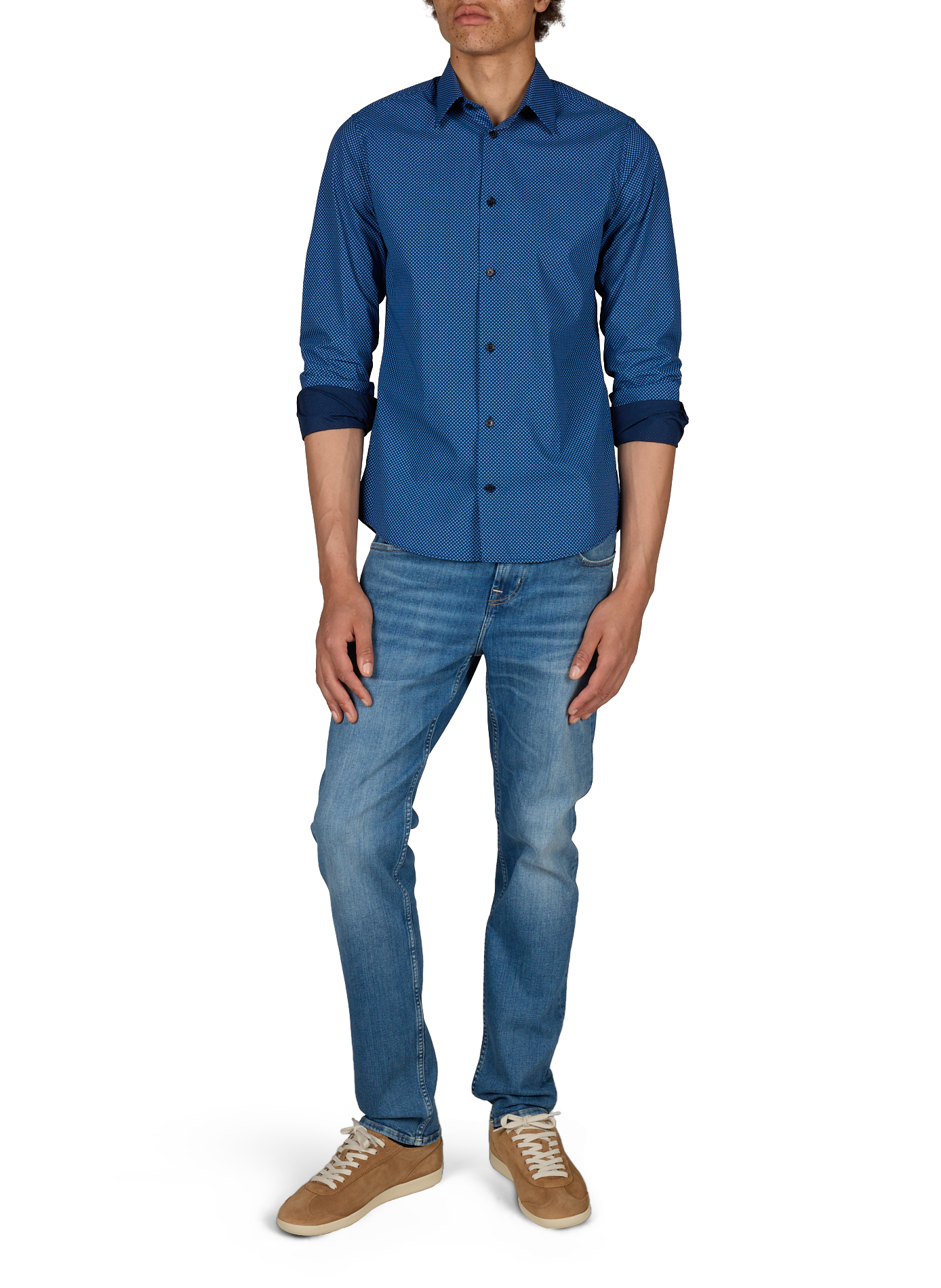 Slim-fit itif-s cotton shirt AU PRINTEMPS PARIS Blue