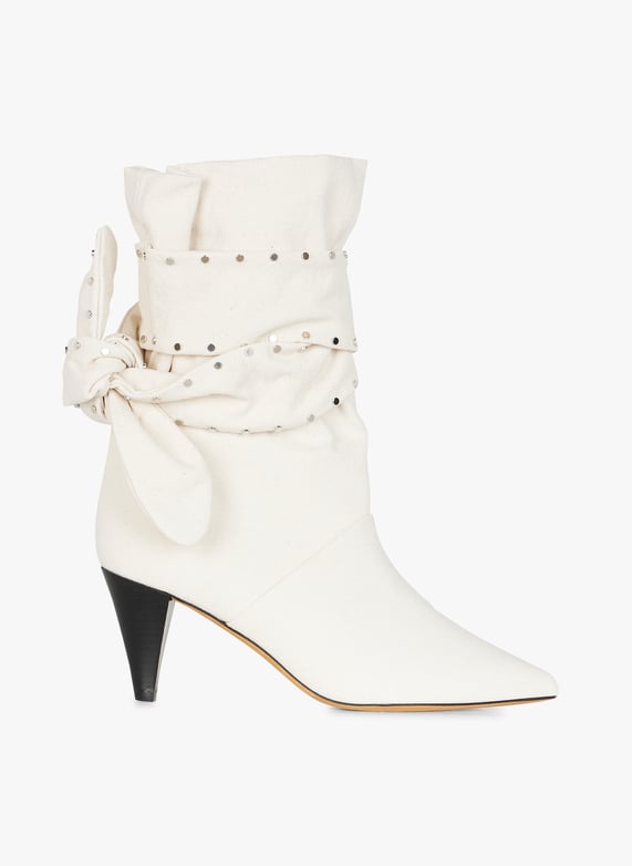 Pointed Cotton Mid calf Boots Denim Off White Iro Women WM38NORIRTWDN WHI63 DENIM OFF WHITE Place des Tendances United Kingdom