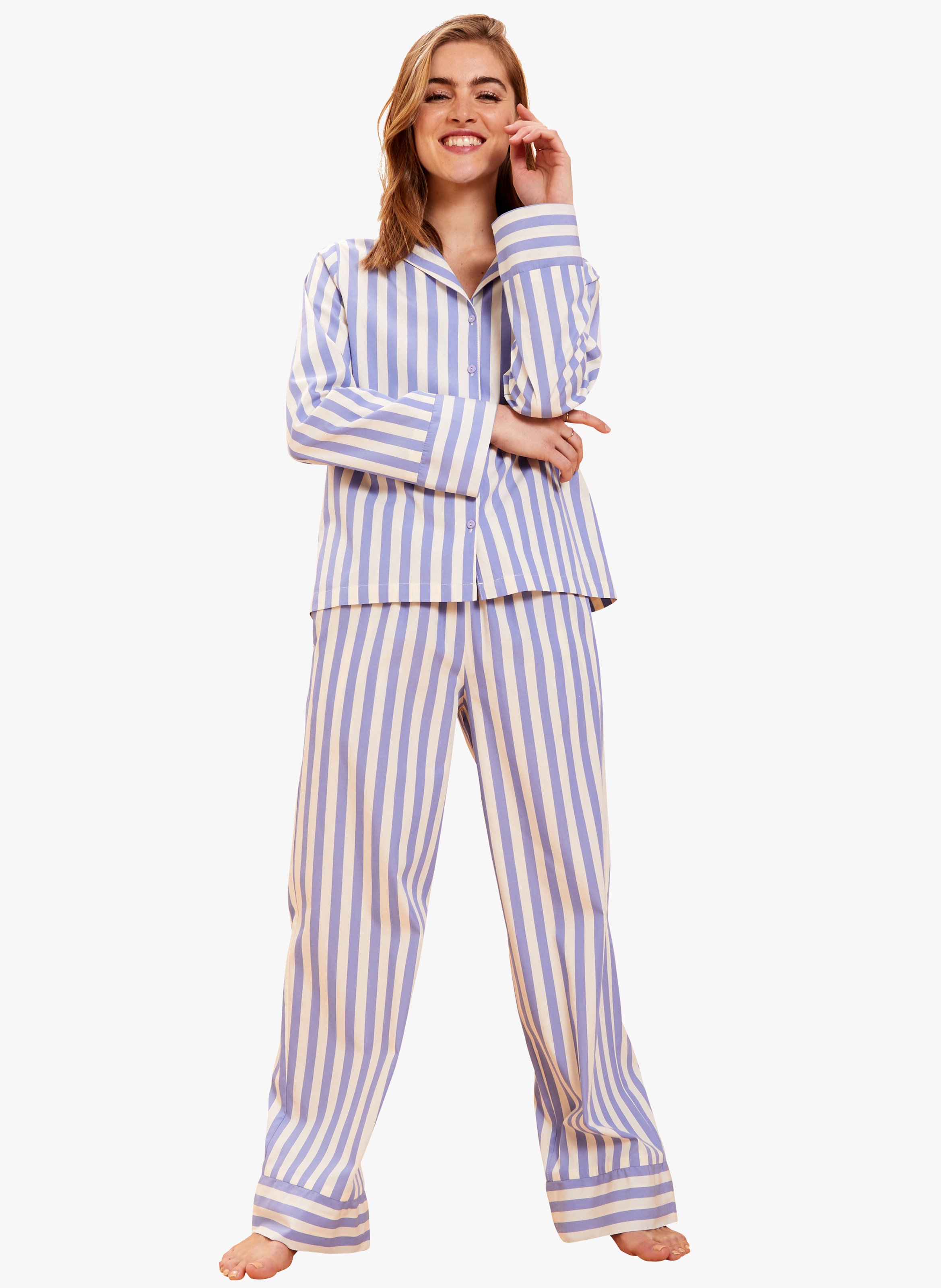 Blue Cotton pyjamas with classic collar