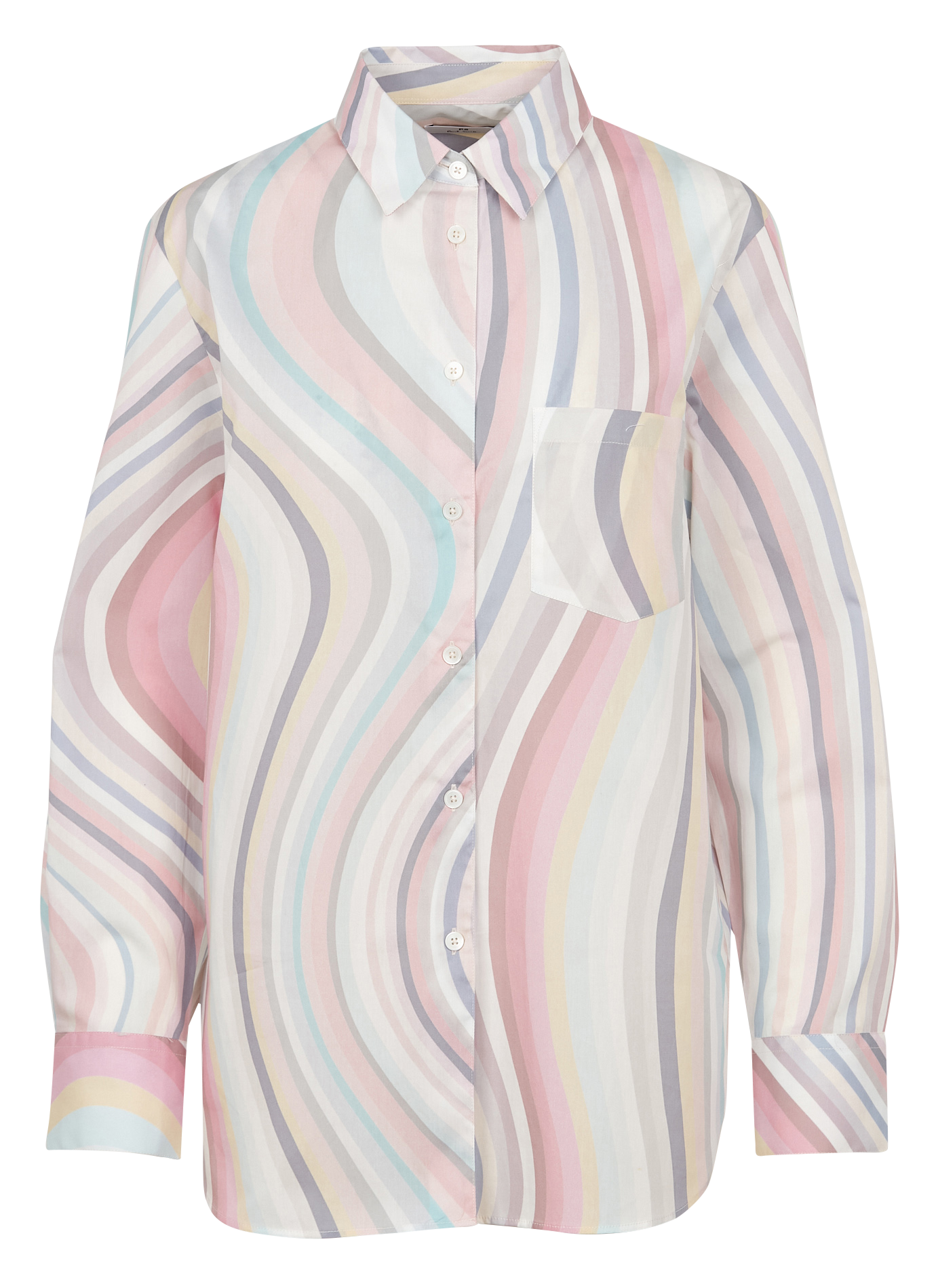 Loose-fit line stripe cotton shirt with cutaway collar PAUL SMITH Multicolored