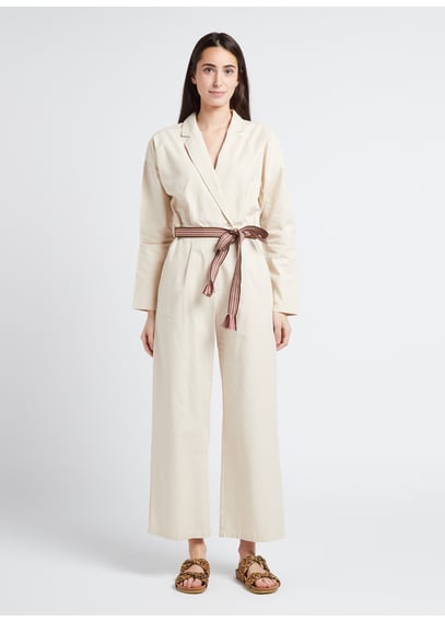 Combinaison Ceintur e Col Tailleur En Coton M lang Linka Beige La combinaison-ceintur-e-col-tailleur-en-coton-m-lang-linka-beige-la