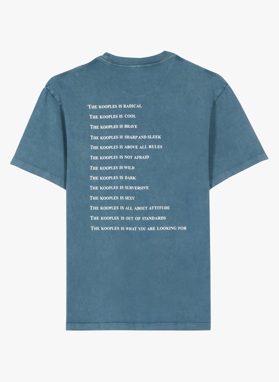 Short-Sleeved v-Neck t-Shirt with printed message Blue The kooples