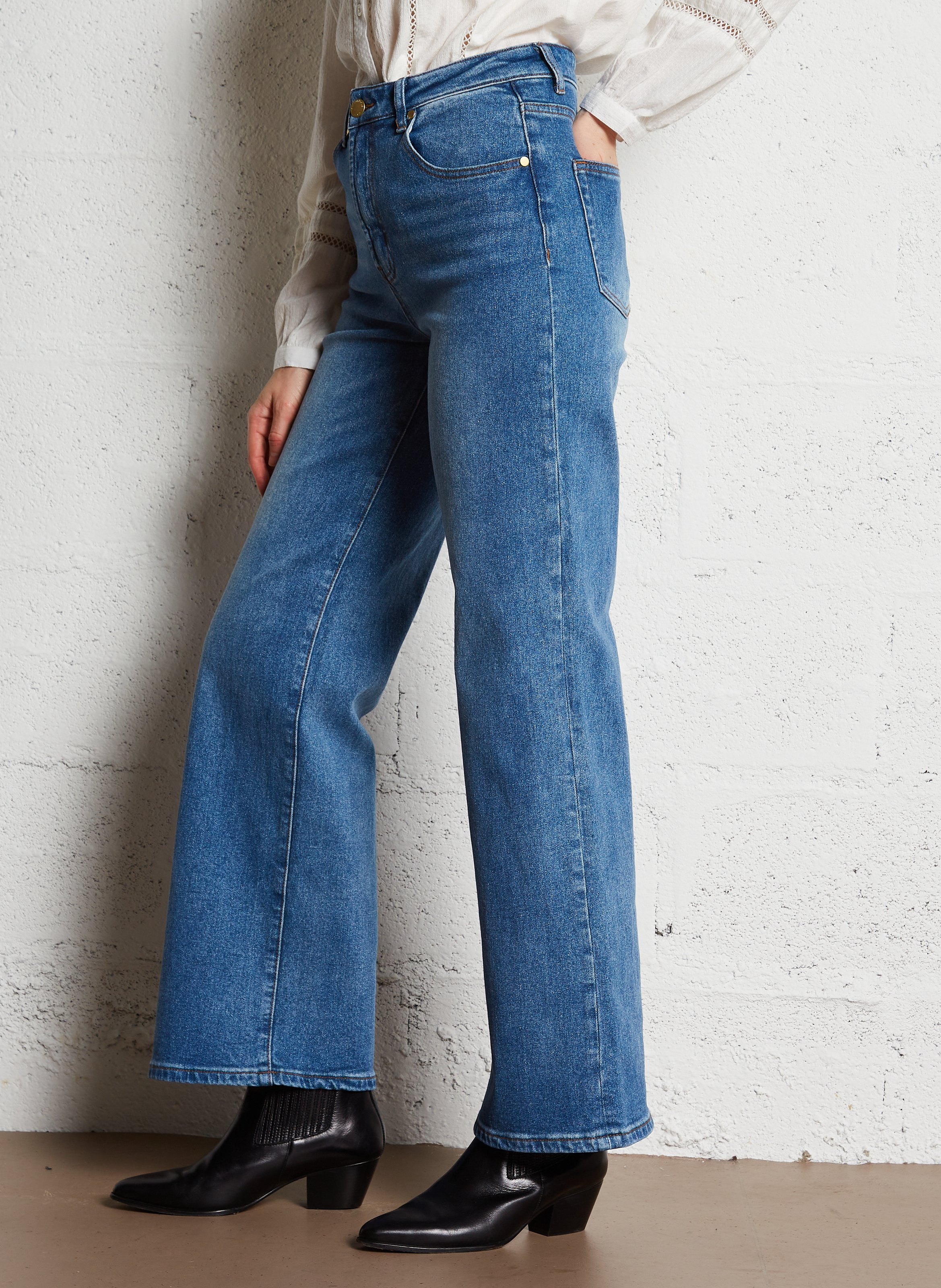 Jean large taille haute en coton mélangé LA PETITE ETOILE Jean Stone