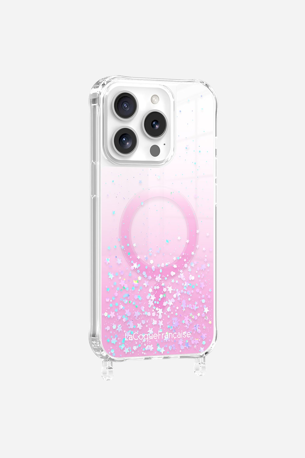 Magsafe glitter phone case with rings for iPhone 15 Pro LA COQUE FRANCAISE Pink