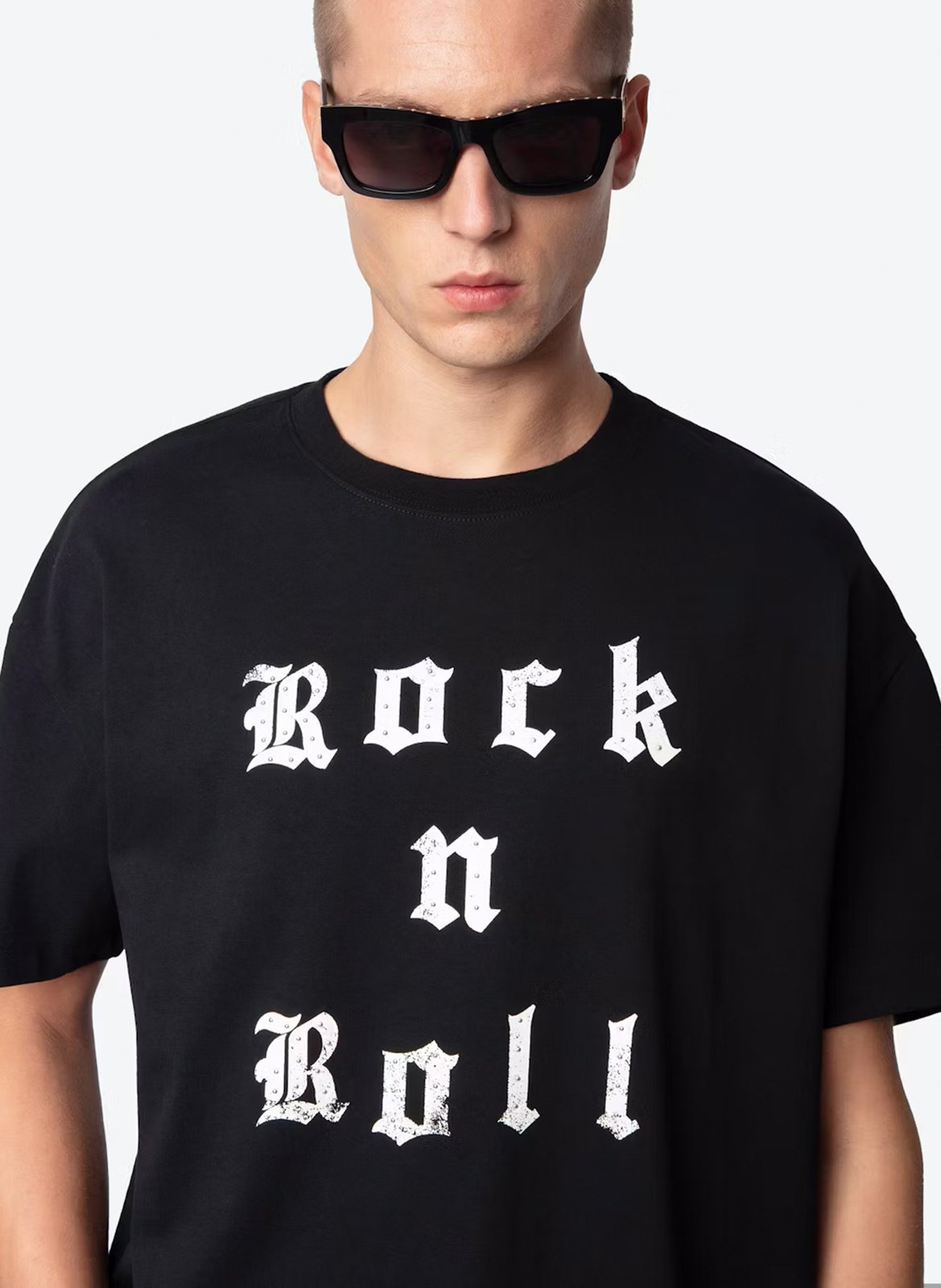 Loose-fit round-neck cotton T-shirt with screen print ZADIG&VOLTAIRE Black