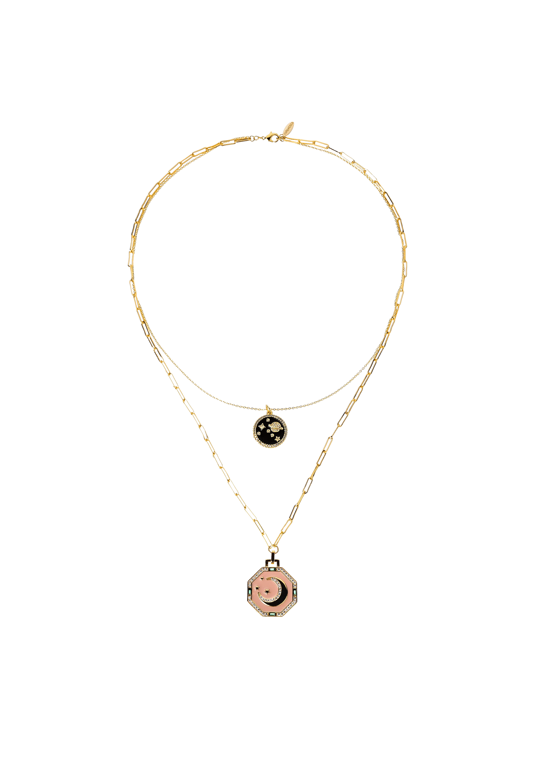 Multilayer necklace with pendants and rhinestones HIPANEMA Golden