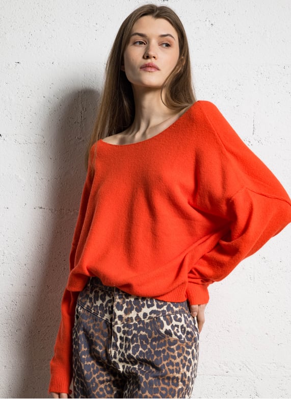 Pull ample à col bateau en maille duveteuse Damsville Gaspacho