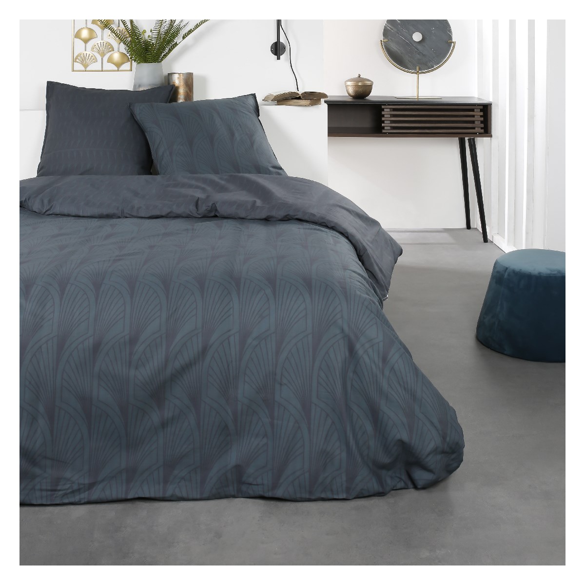 Printed cotton bedding set TODAY LINGE DE MAISON Blue