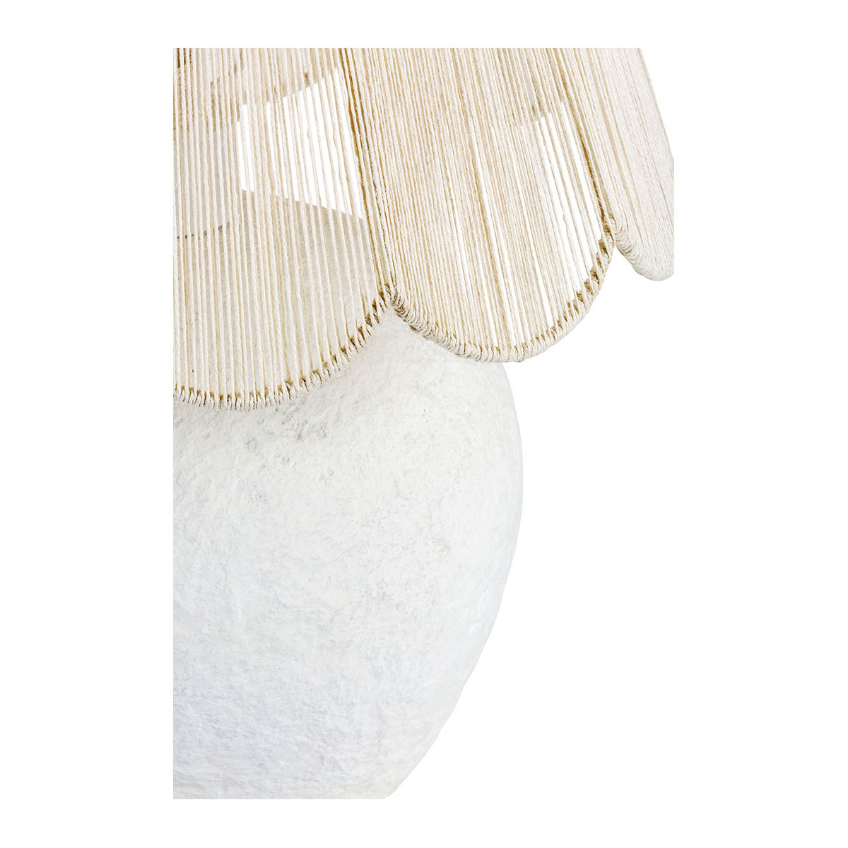 Nora paper mache lamp - jute lampshade - ø 38 x 52 cm BLANC D'IVOIRE White
