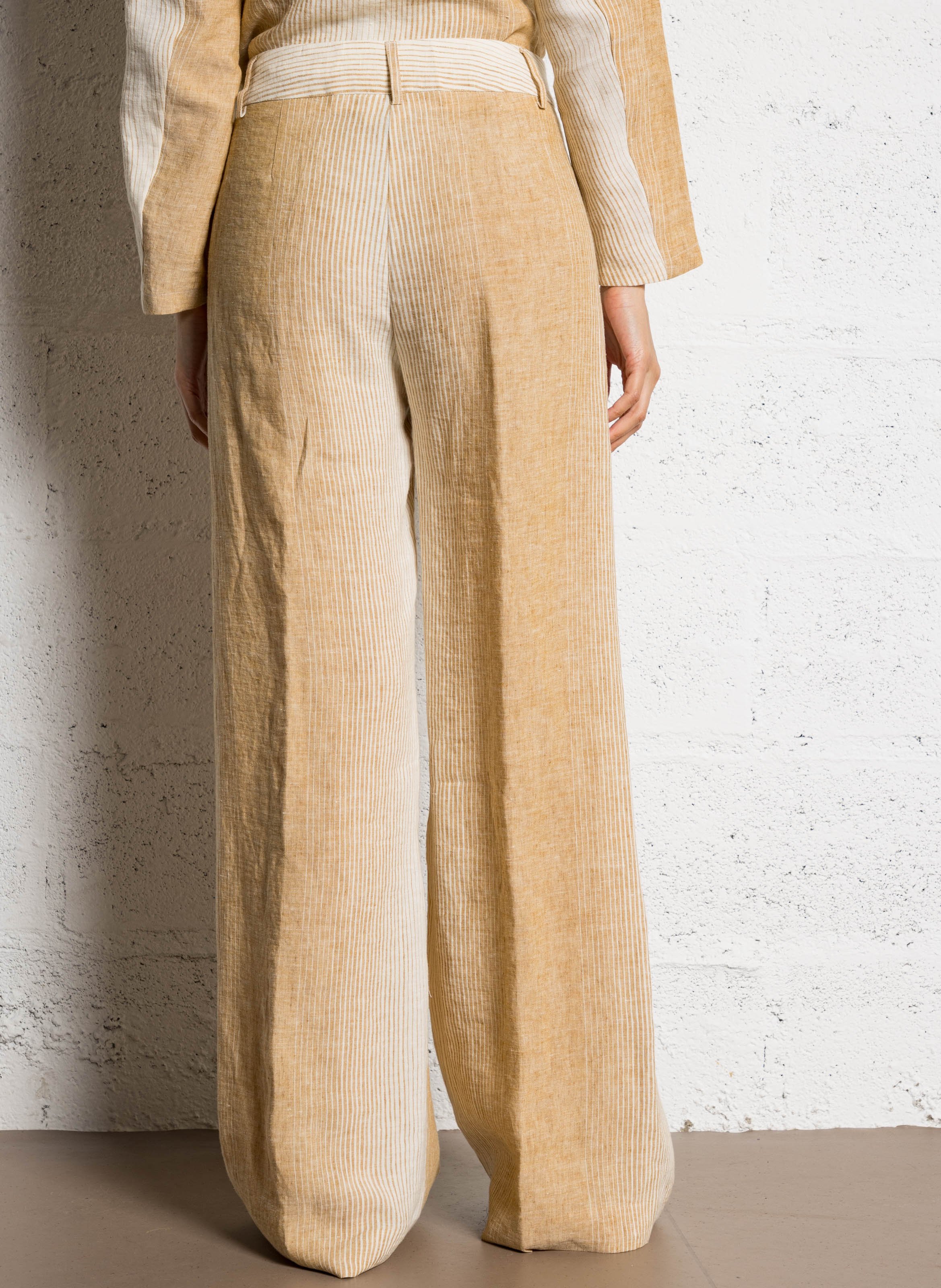 Striped linen palazzo pants DIEGA Beige
