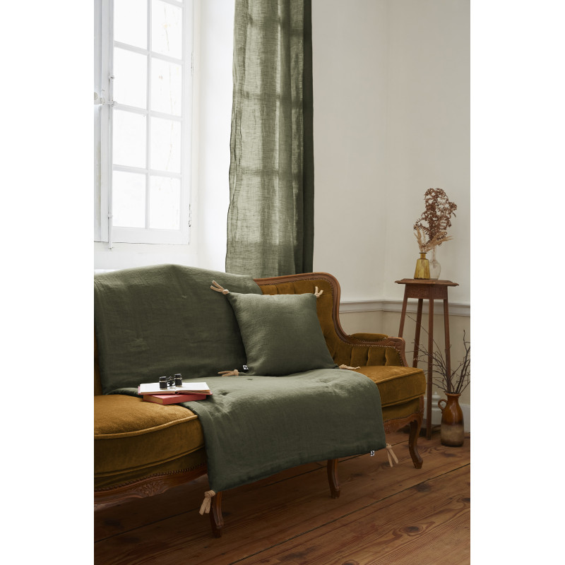 Cotton gauze bedspread or end-of-bed throw L'EFFET PAPILLON Green