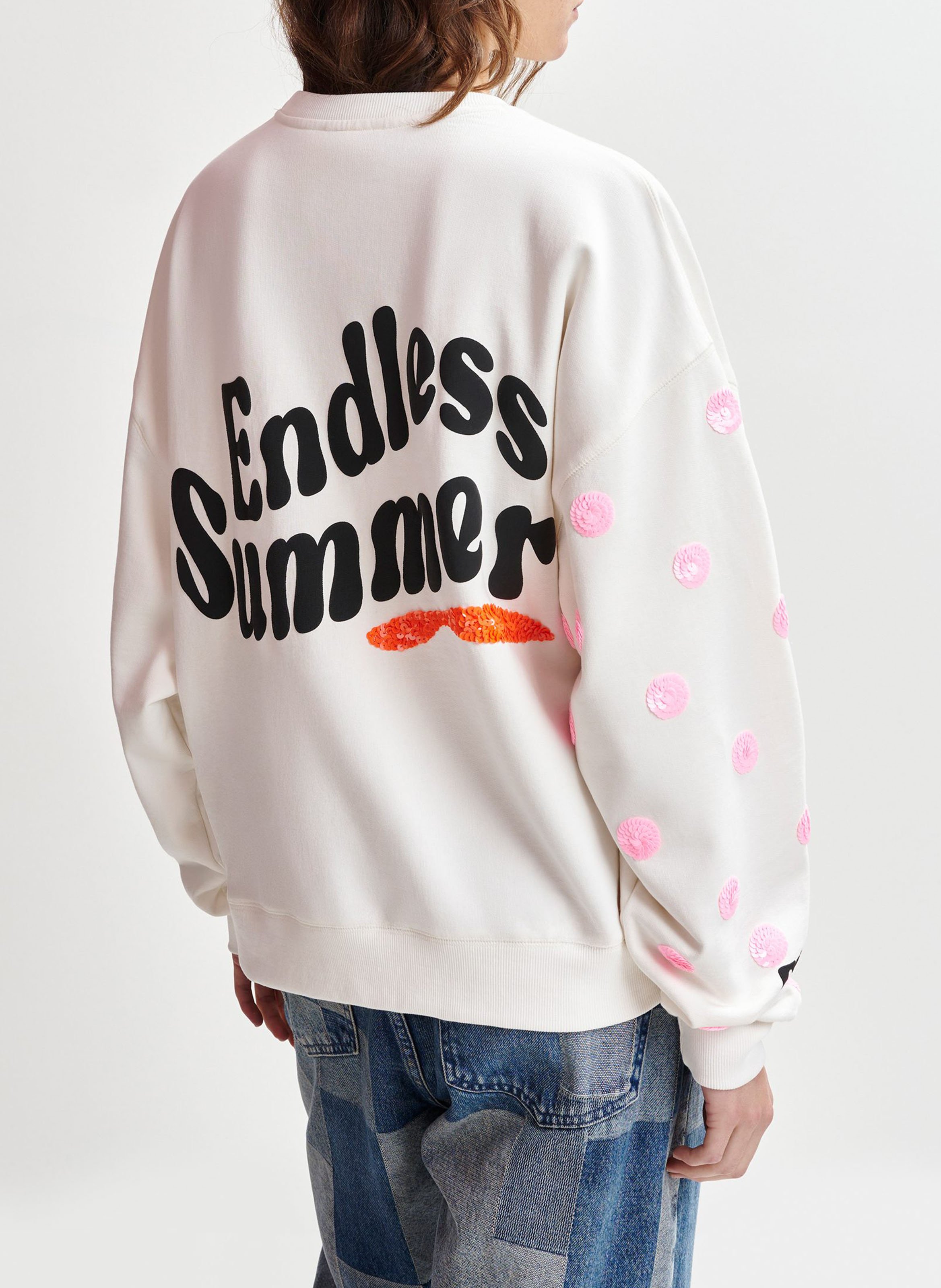 Sweat ample imprimé à broderies paillettes ESSENTIEL ANTWERP Blanc