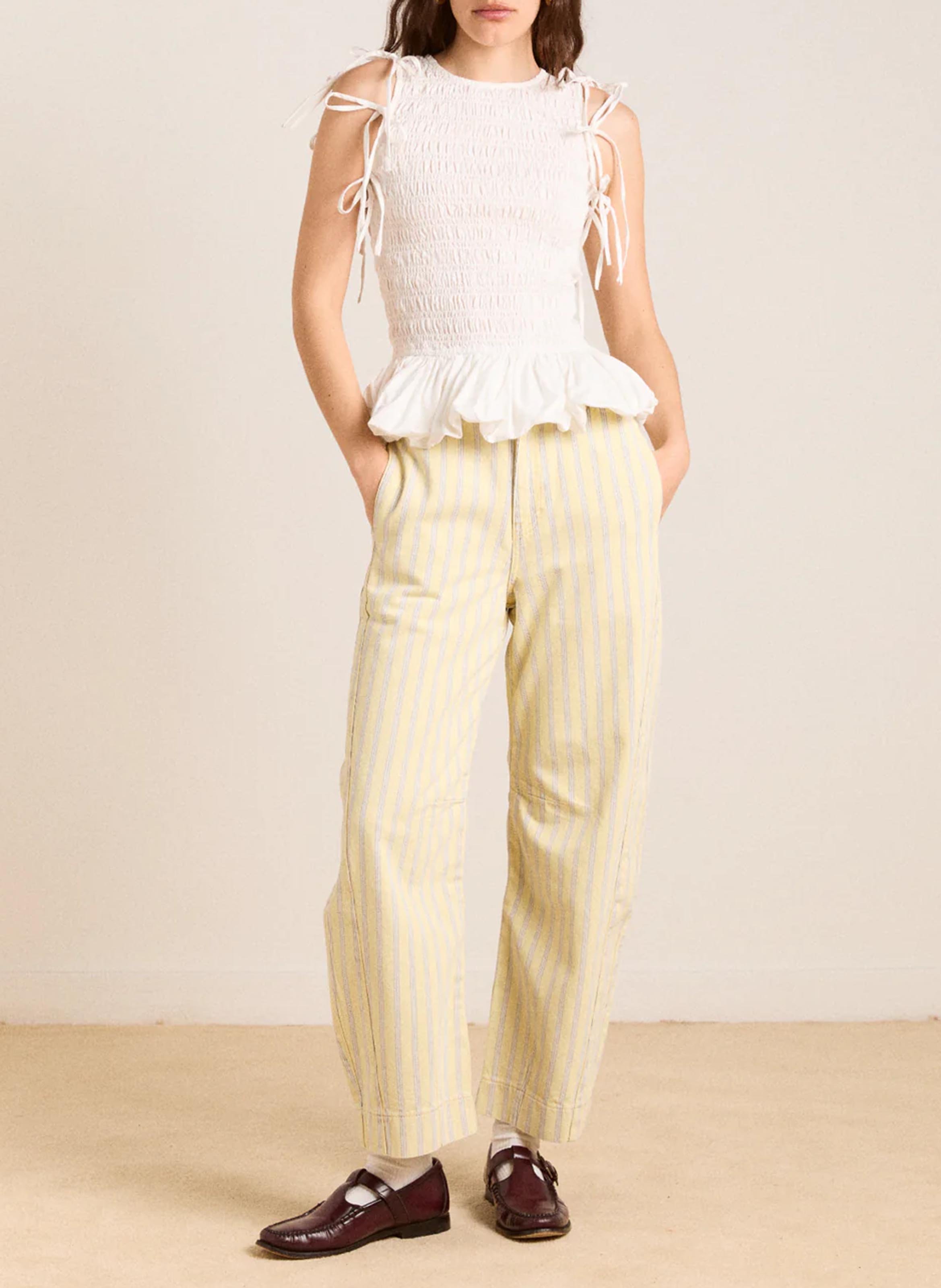 Sleeveless Textured Solid Top DAMSON MADDER White