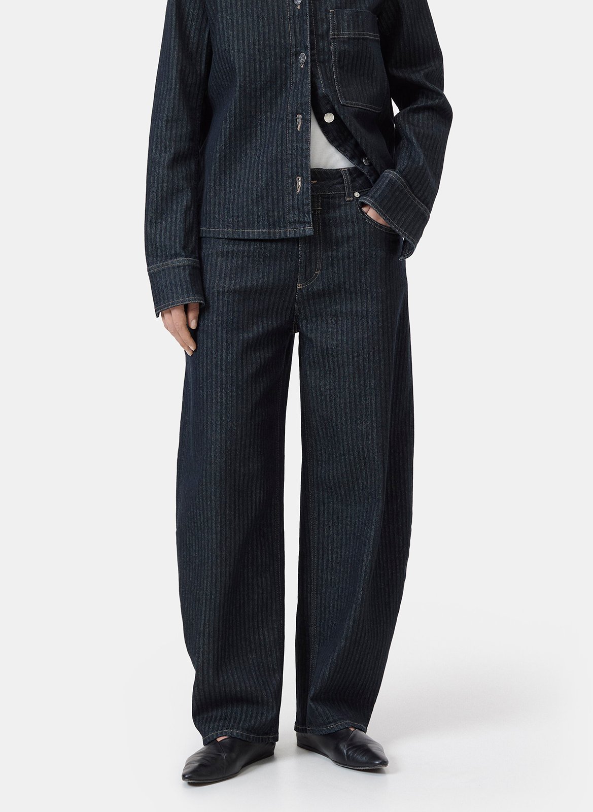 Mixed cotton barrel jeans CLOSED Blue