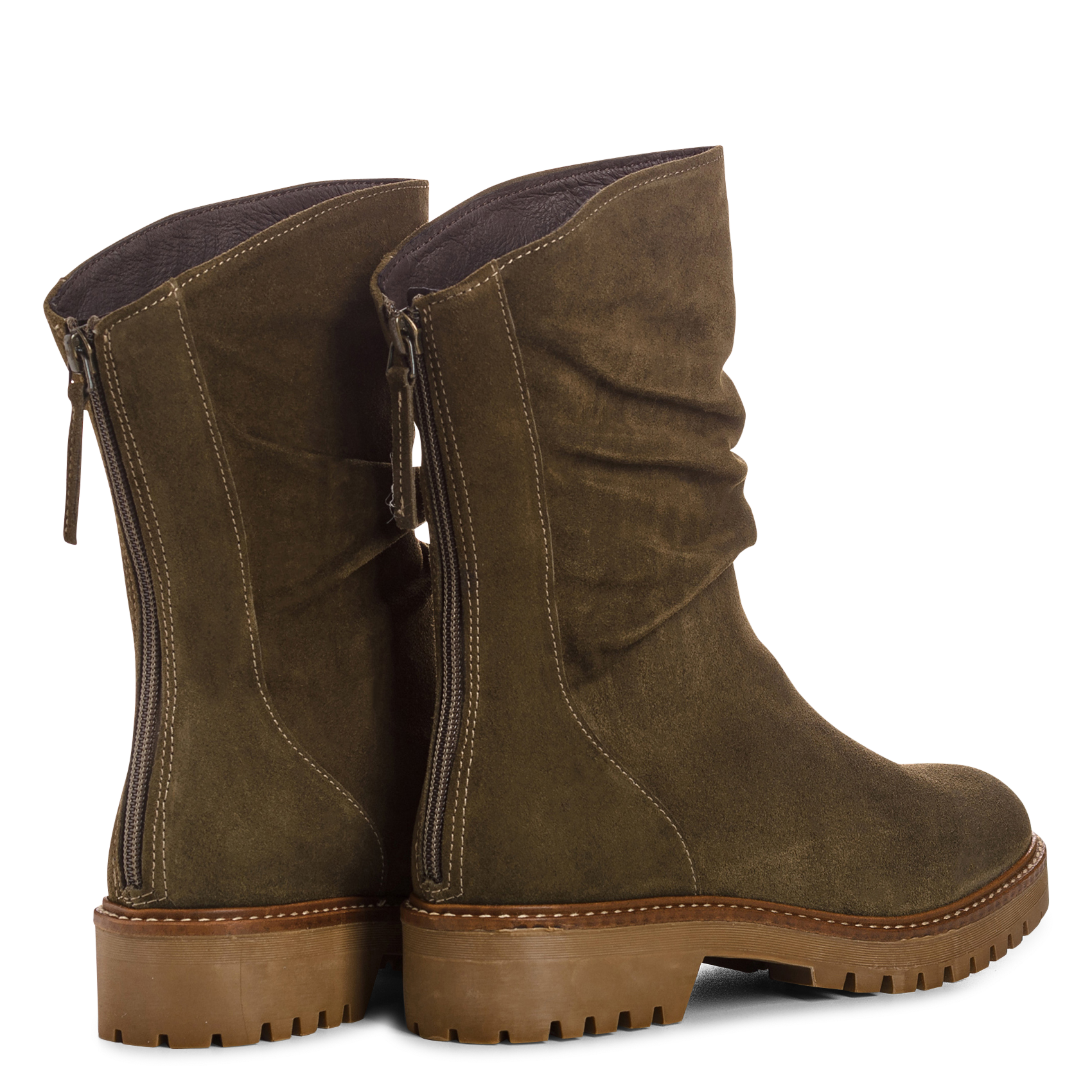 Enkellaarzen van veloursleer REQINS Kaki