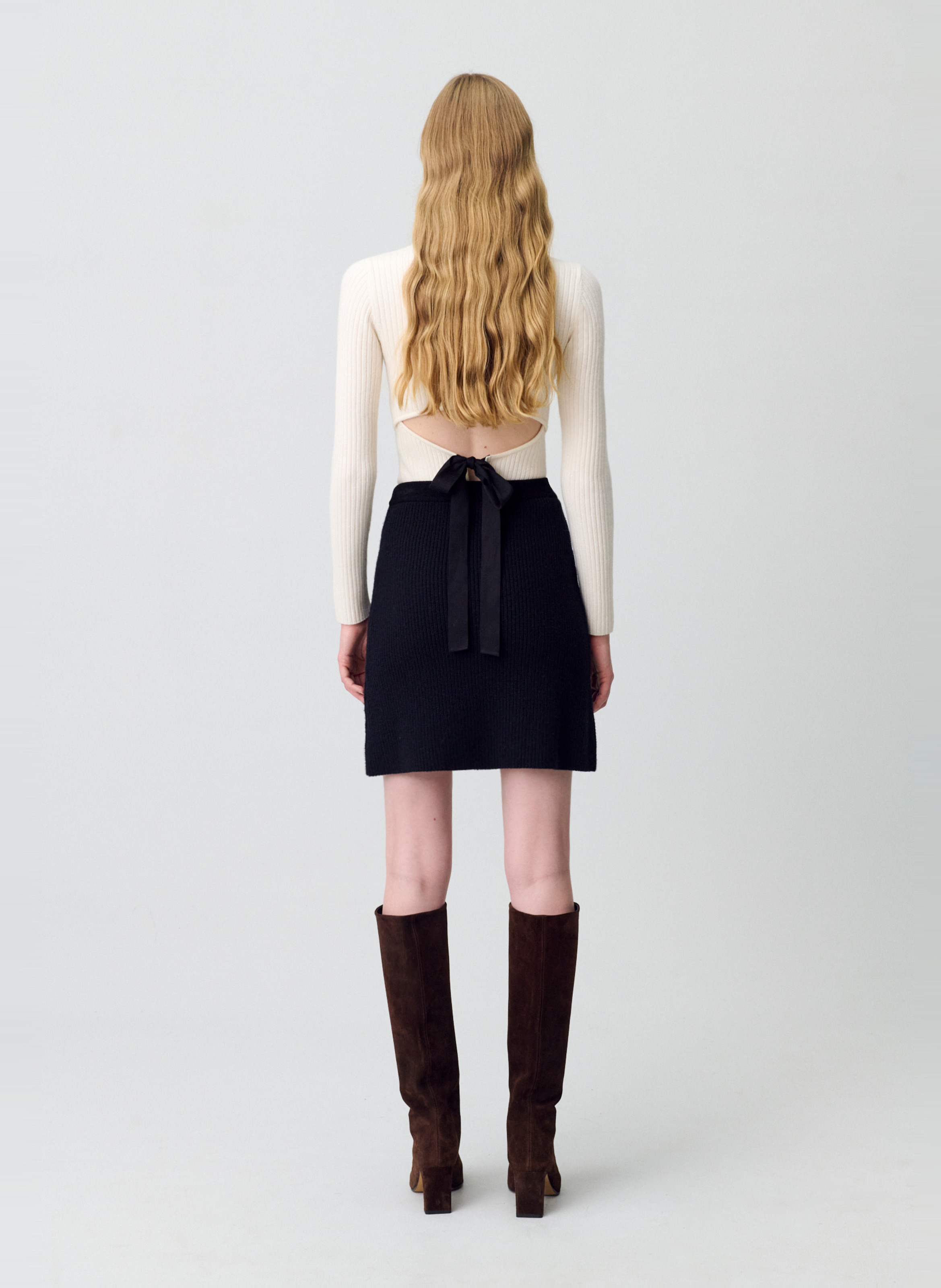 Jupe courte en laine et en cachemire mélangés CLAUDIE PIERLOT Noir