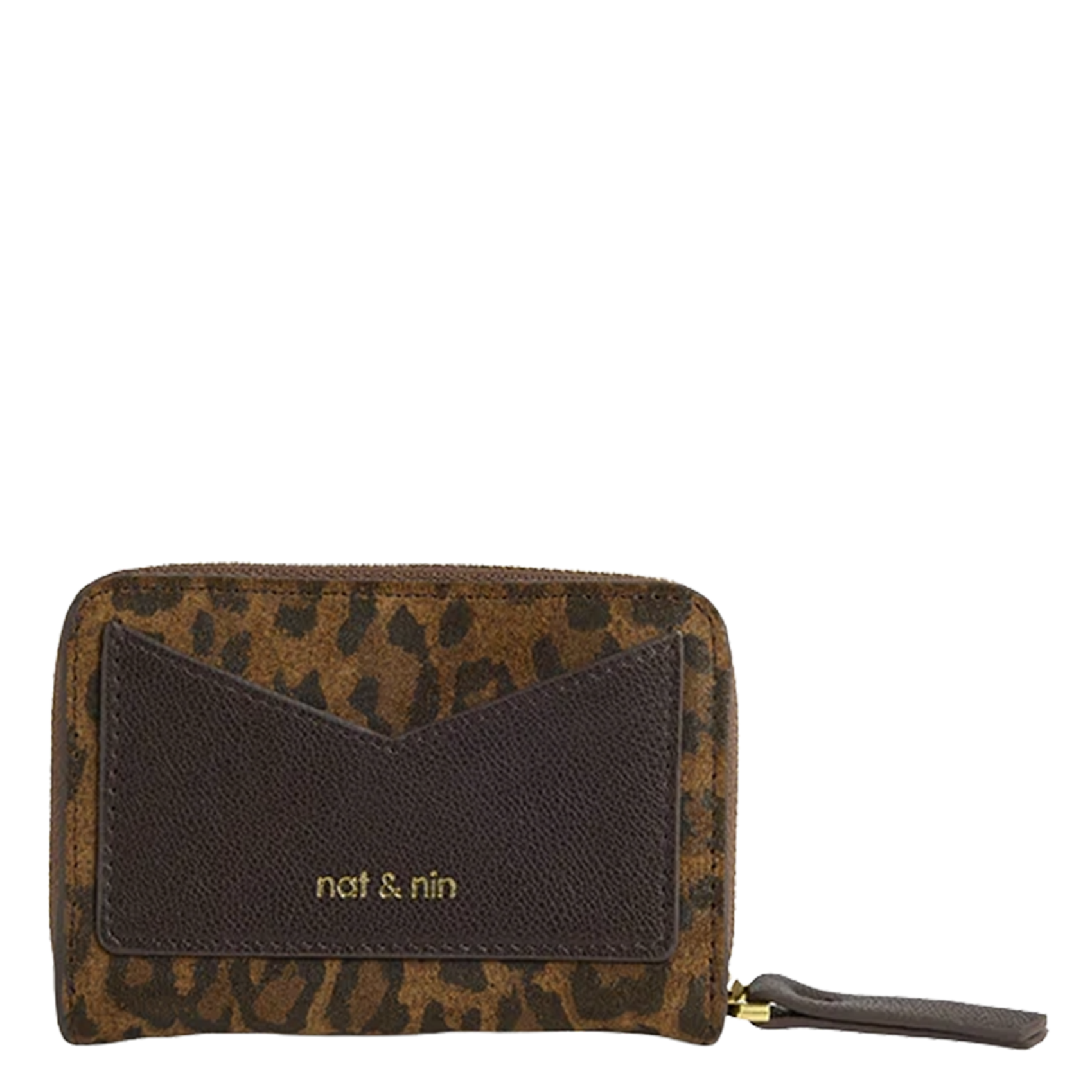 Porte monnaie en cuir NAT & NIN Marron