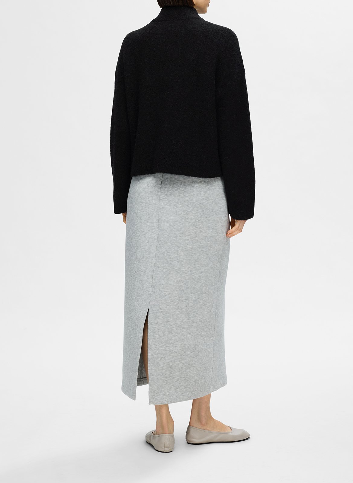 Gilet col montant en laine mélangée SELECTED Noir