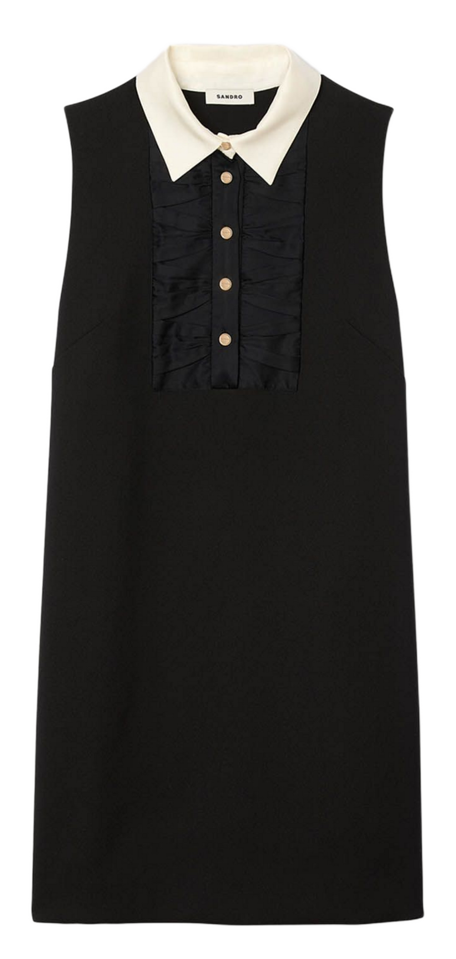 Robe courte sans manches avec col chemise SANDRO Noir