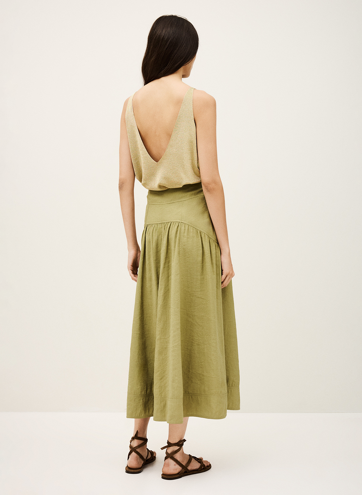 Jupe midi évasée  BA&SH Kaki