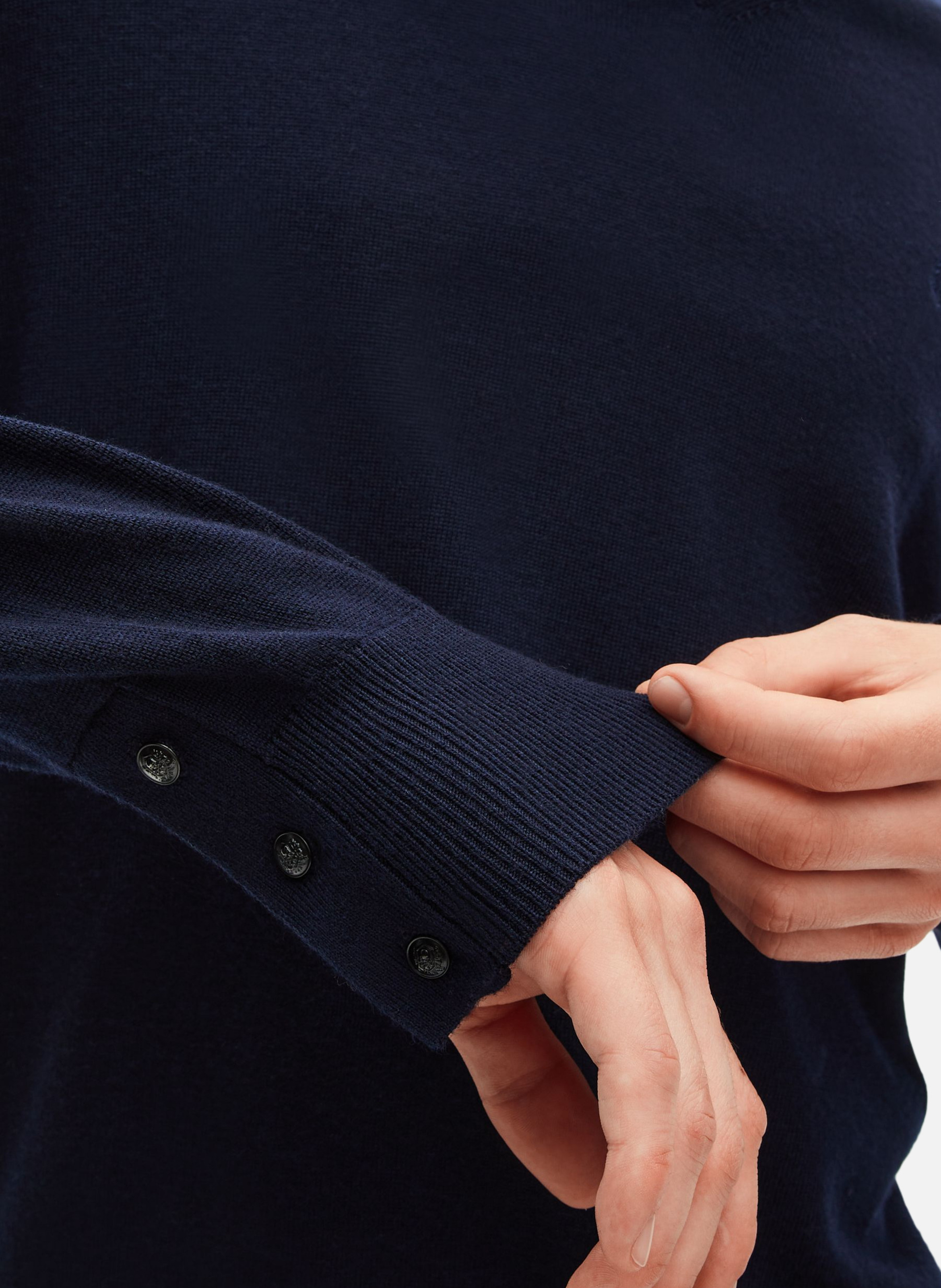 Pull col v en laine mérinos THE KOOPLES Bleu