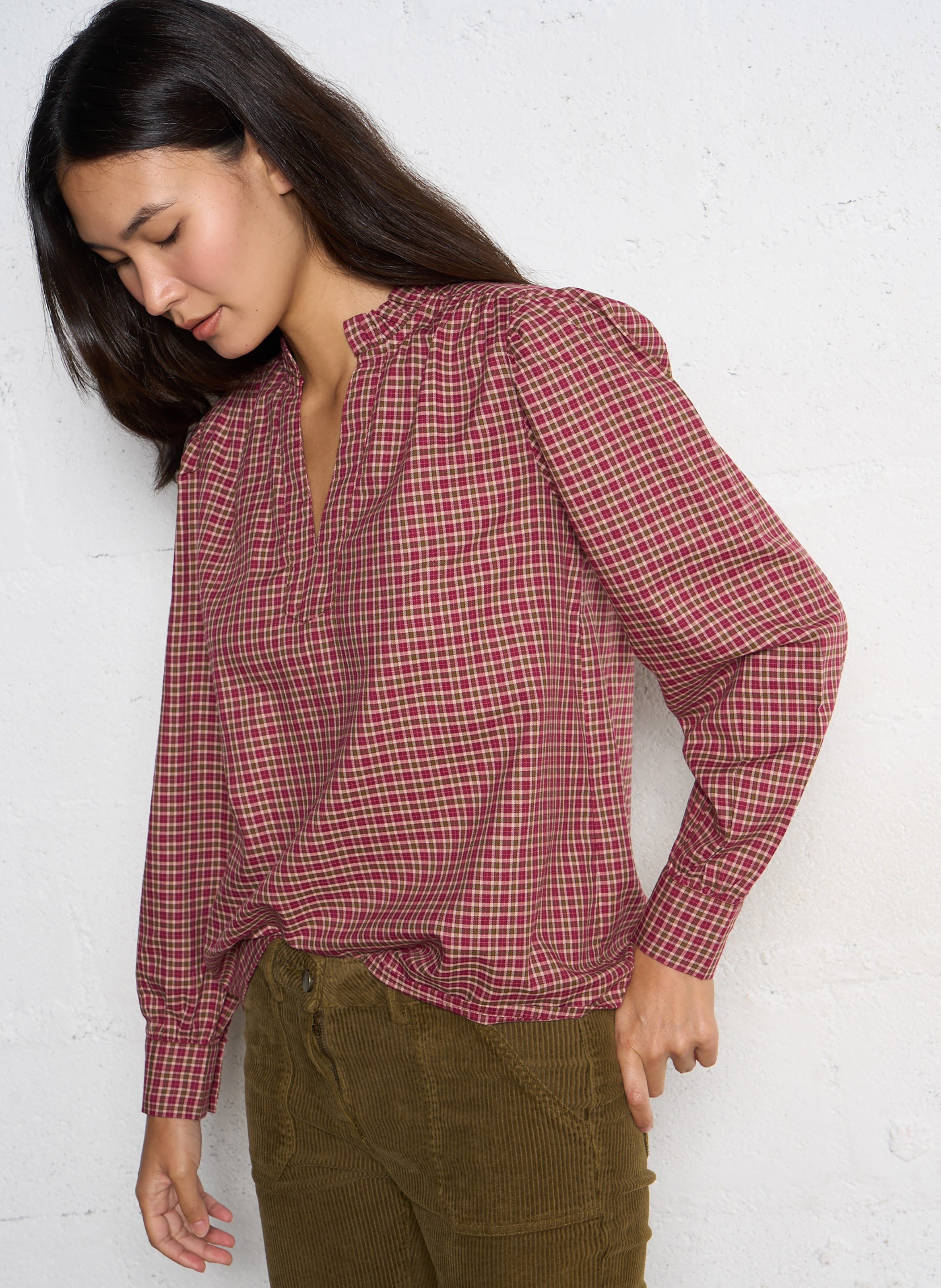 Blouse ample col V imprimée MAISON 123 Rouge