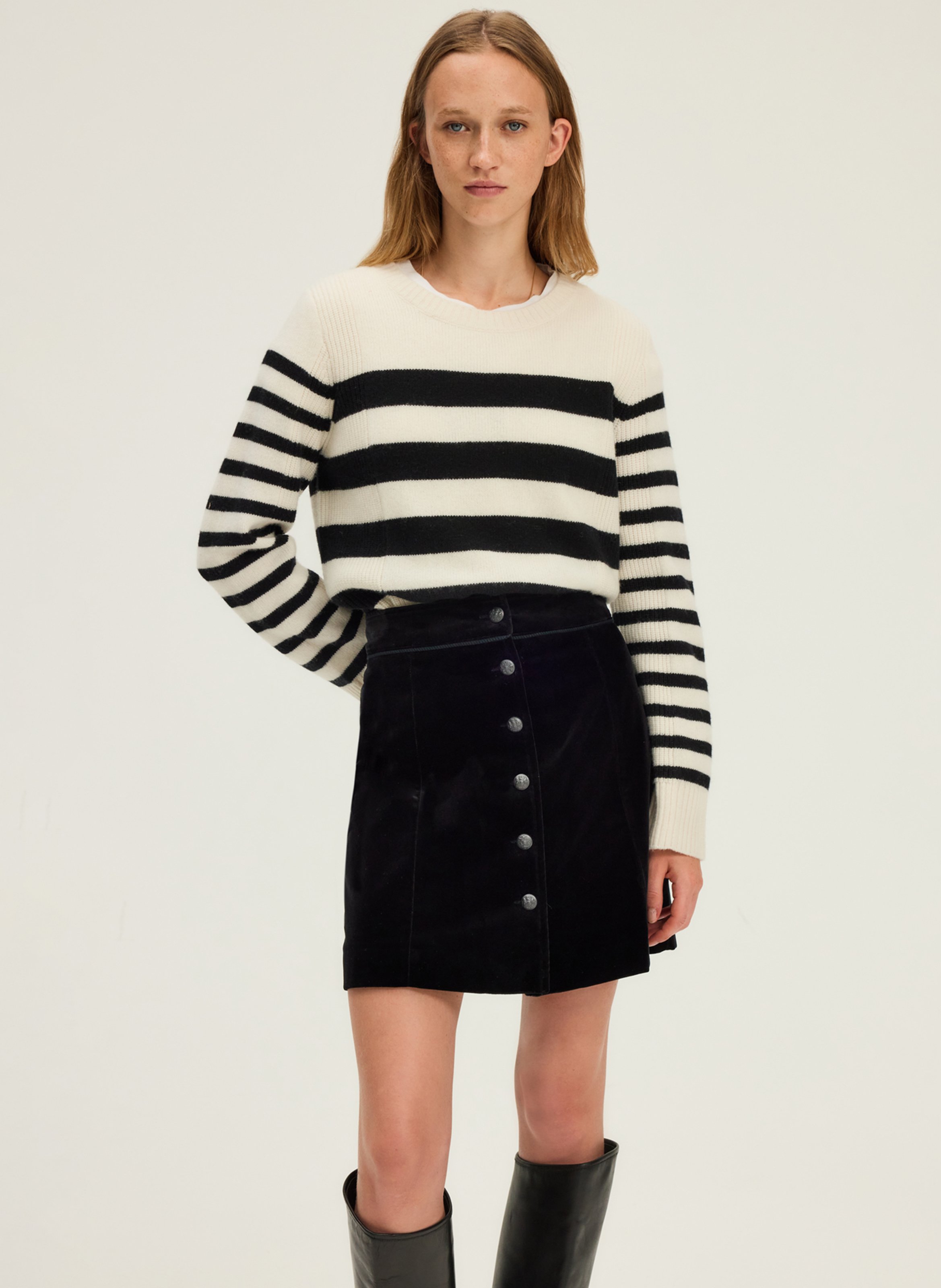 Jupe courte en velours côtelée PABLO Noir