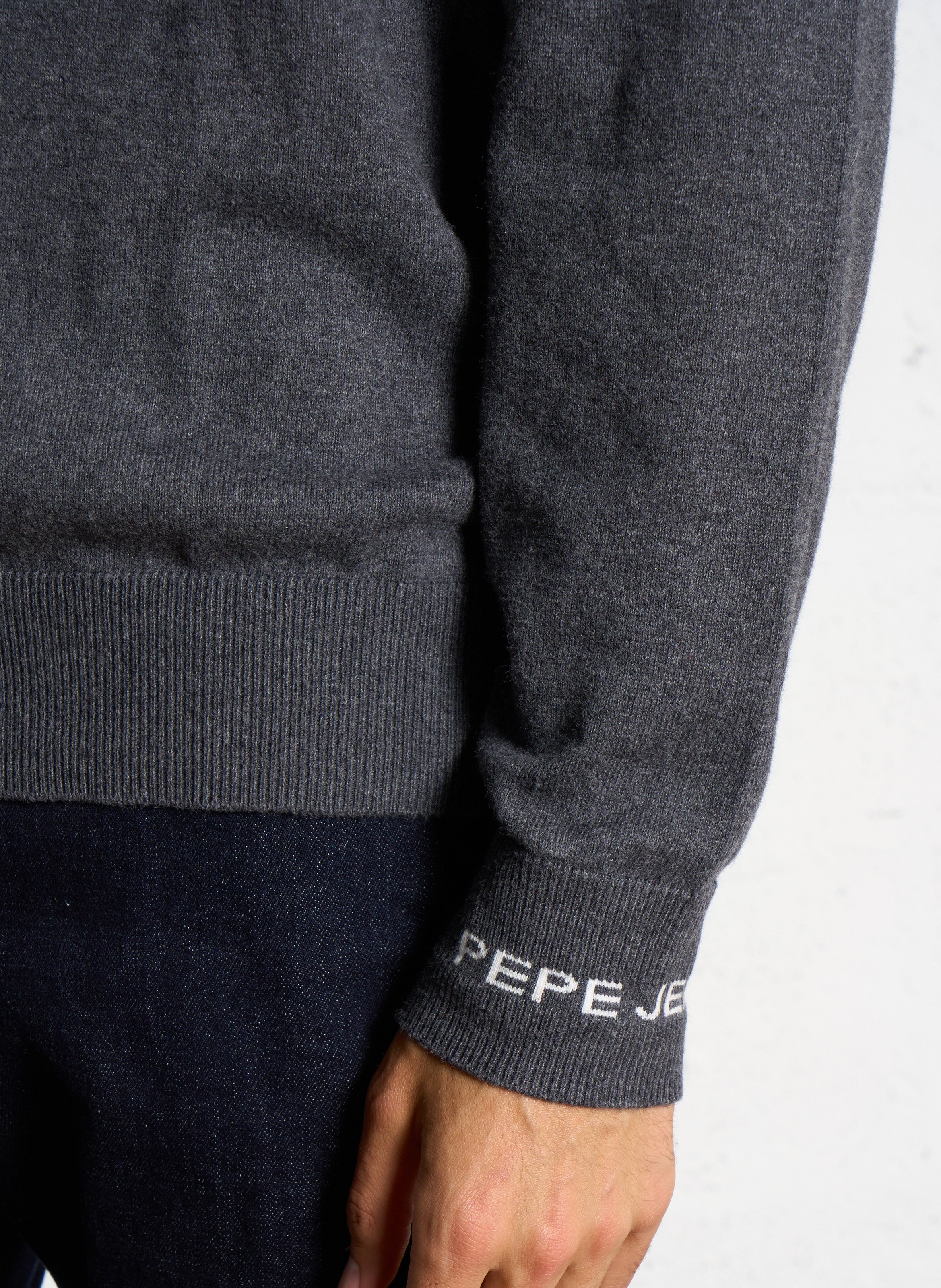 Round neck straight fit sweater in cotton and cashmere PEPE JEANS Grey