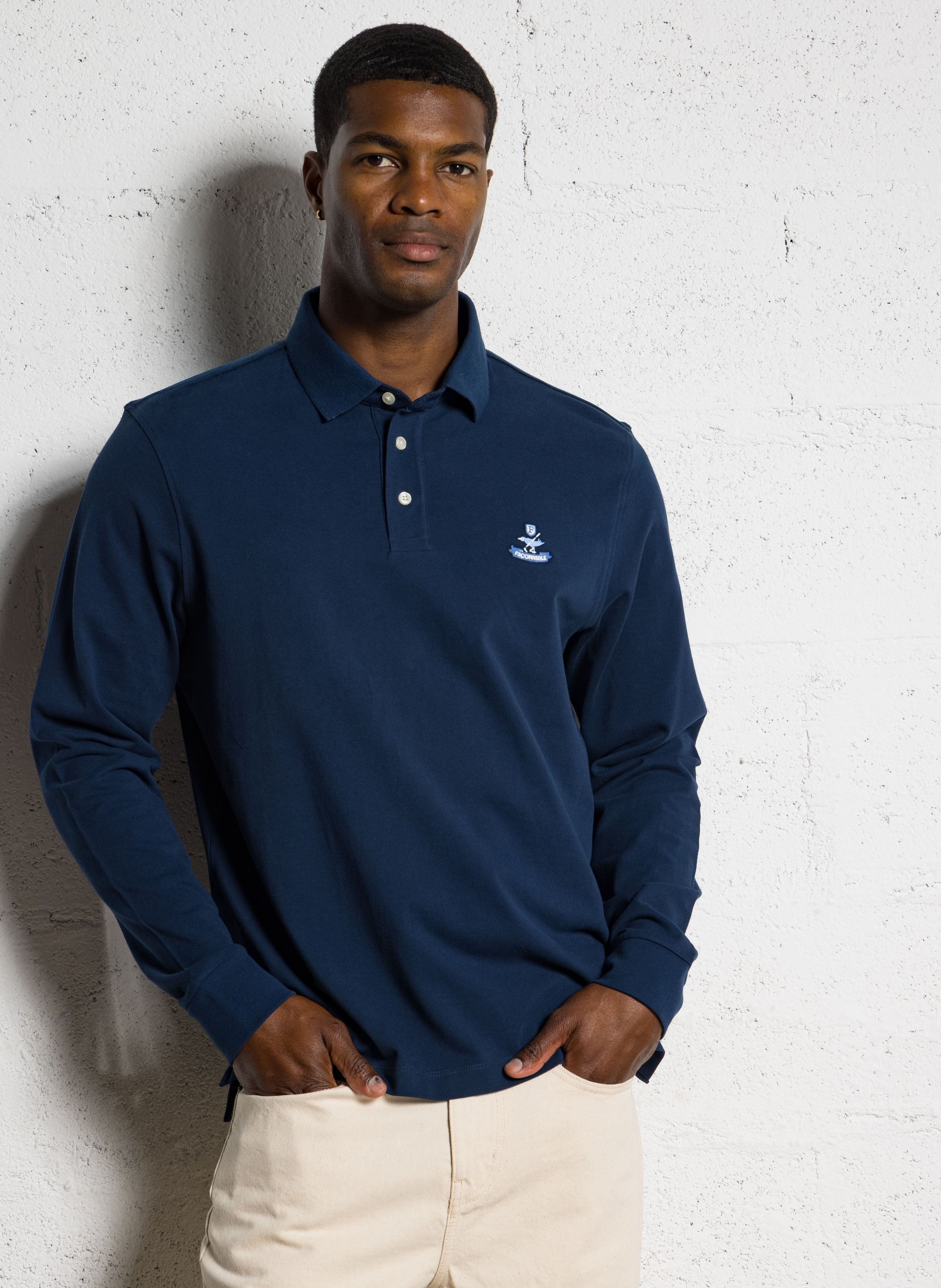 Polo Manches longues en coton FACONNABLE Bleu