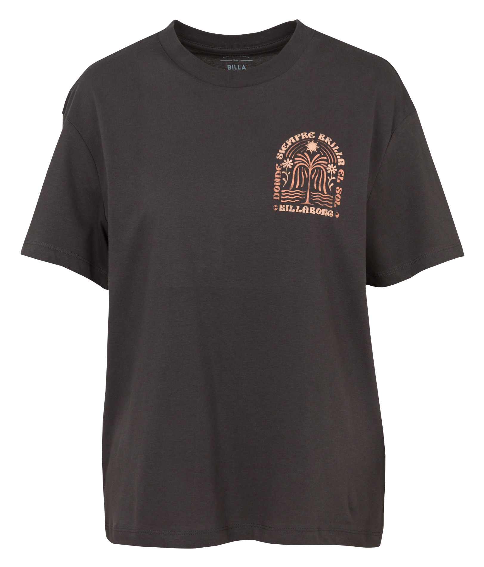 Tee-shirt droit col rond imprimé en coton BILLABONG Noir