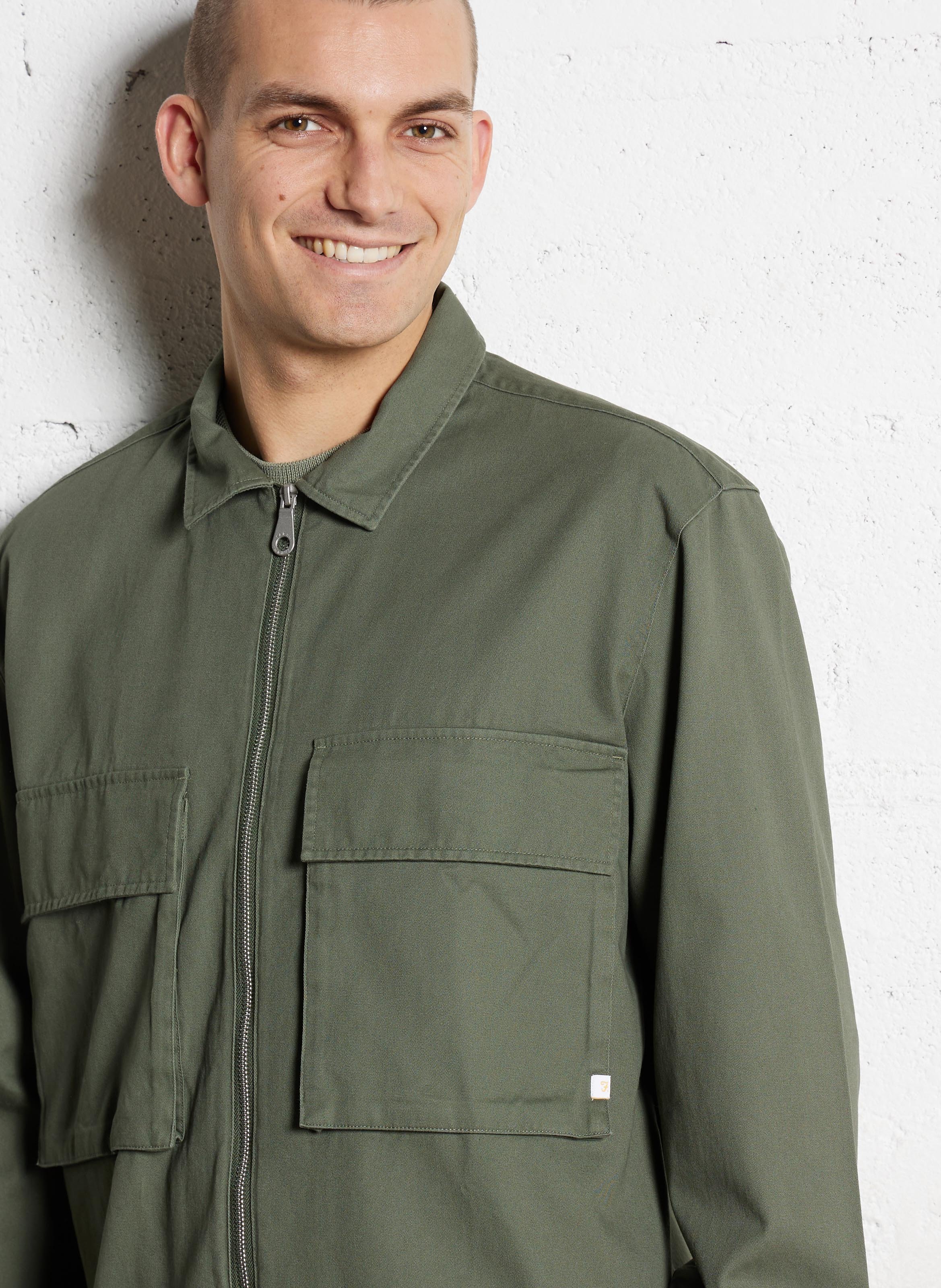 Veste col classique en coton bio FARAH Vert