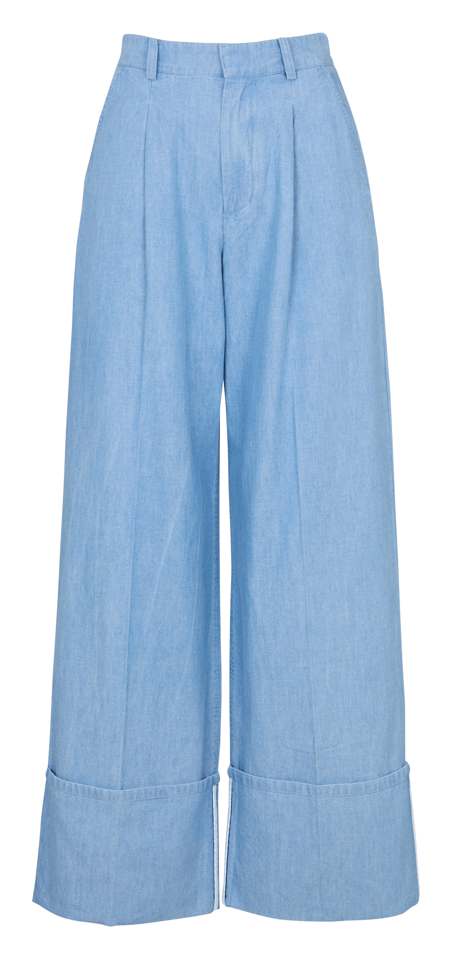 Wijde broek van katoen met hoge taille IKKS Blauw