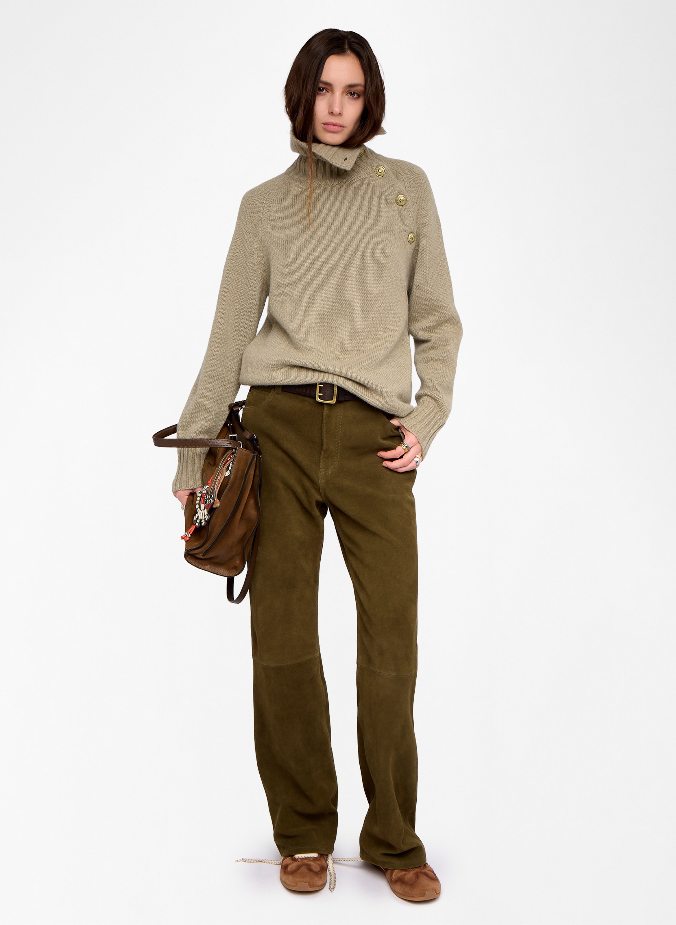 Pull col montant an cachemire ZADIG&VOLTAIRE Vert