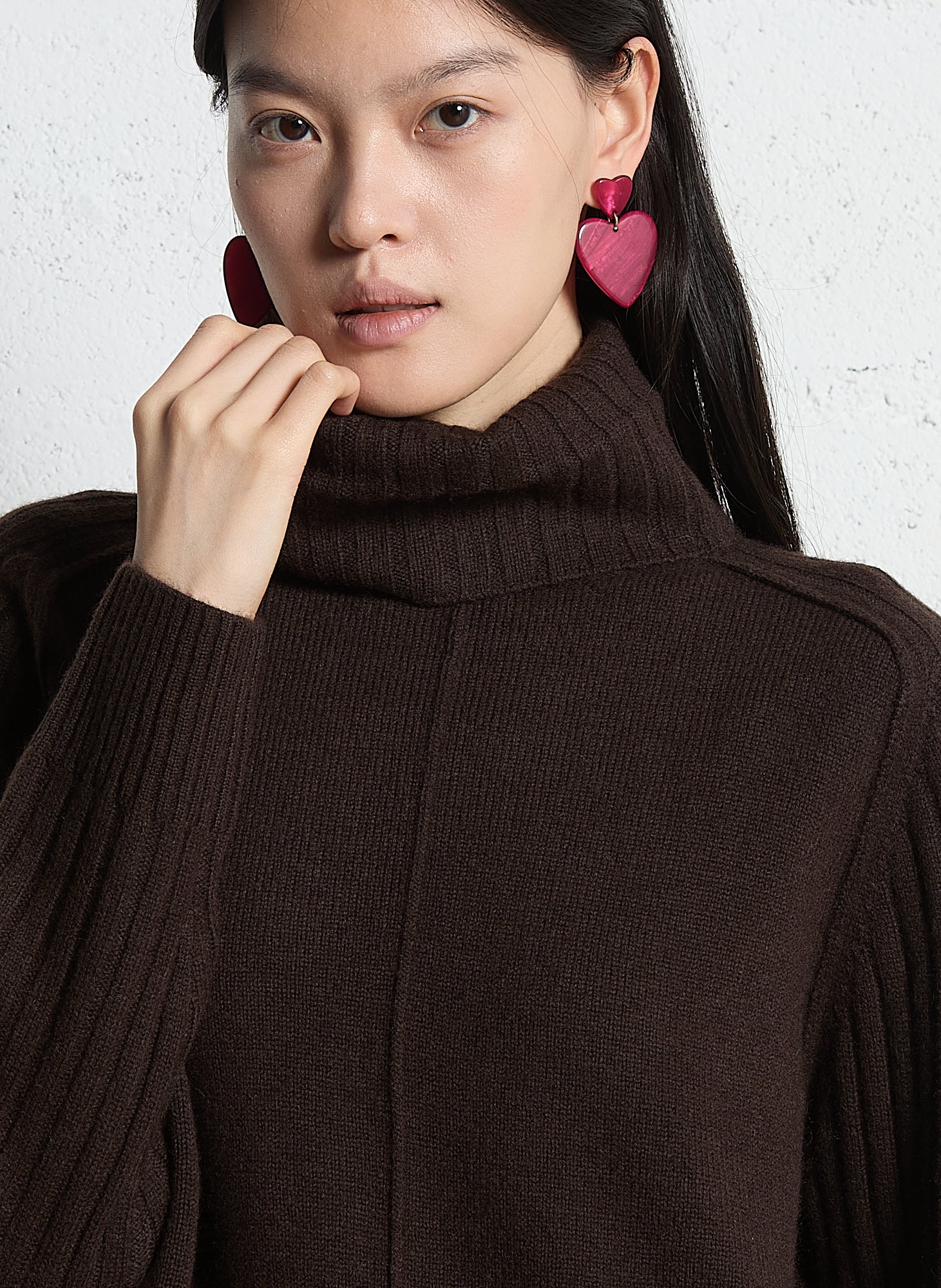 Short wool turtleneck dress MAISON 123 Brown