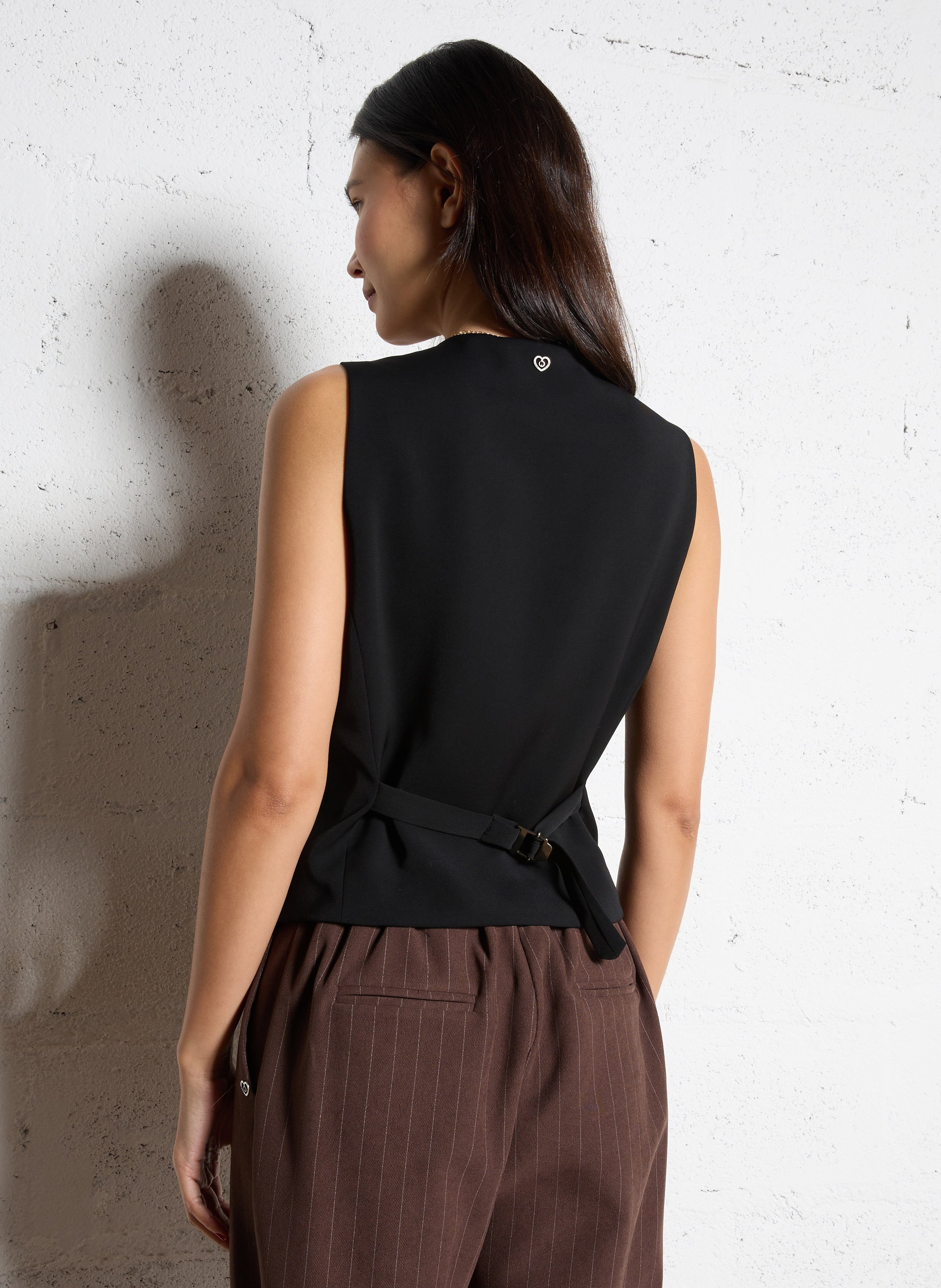 Gilet de costume col v PLEASE Noir