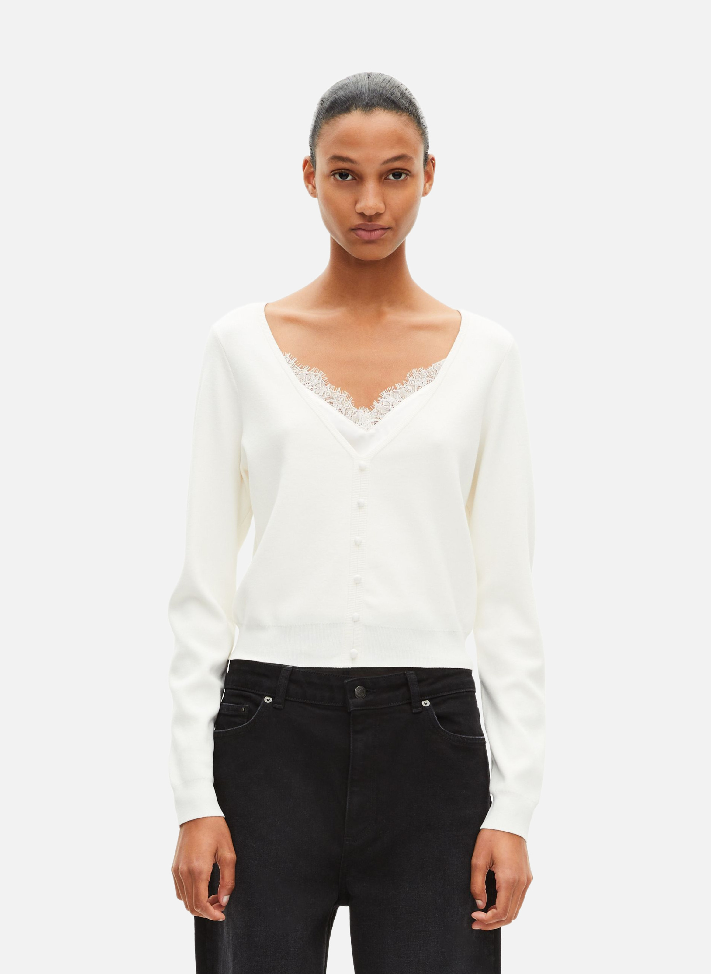 Sweater with trompe l'oeil lace effect THE KOOPLES