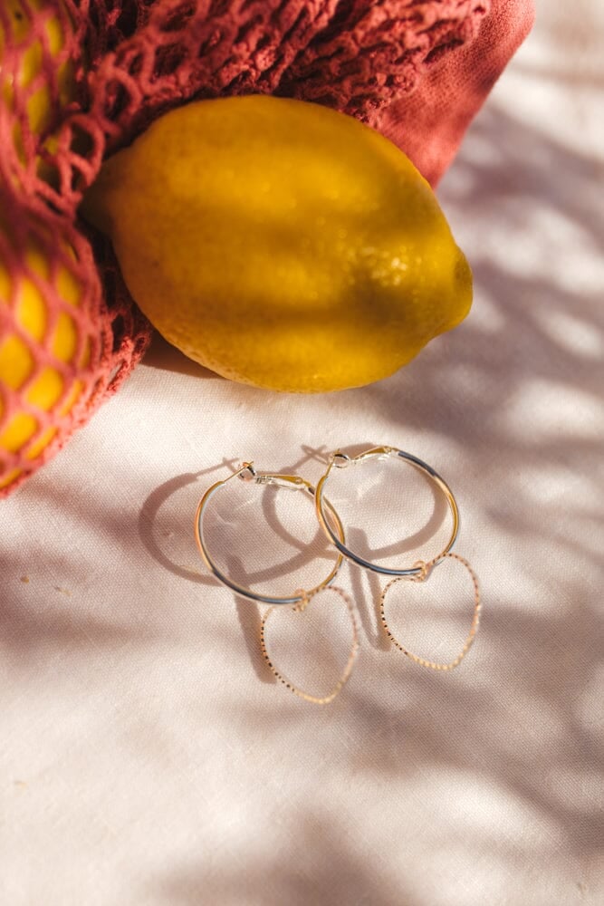 Small heart-shaped gold-plated hoop earrings Silver