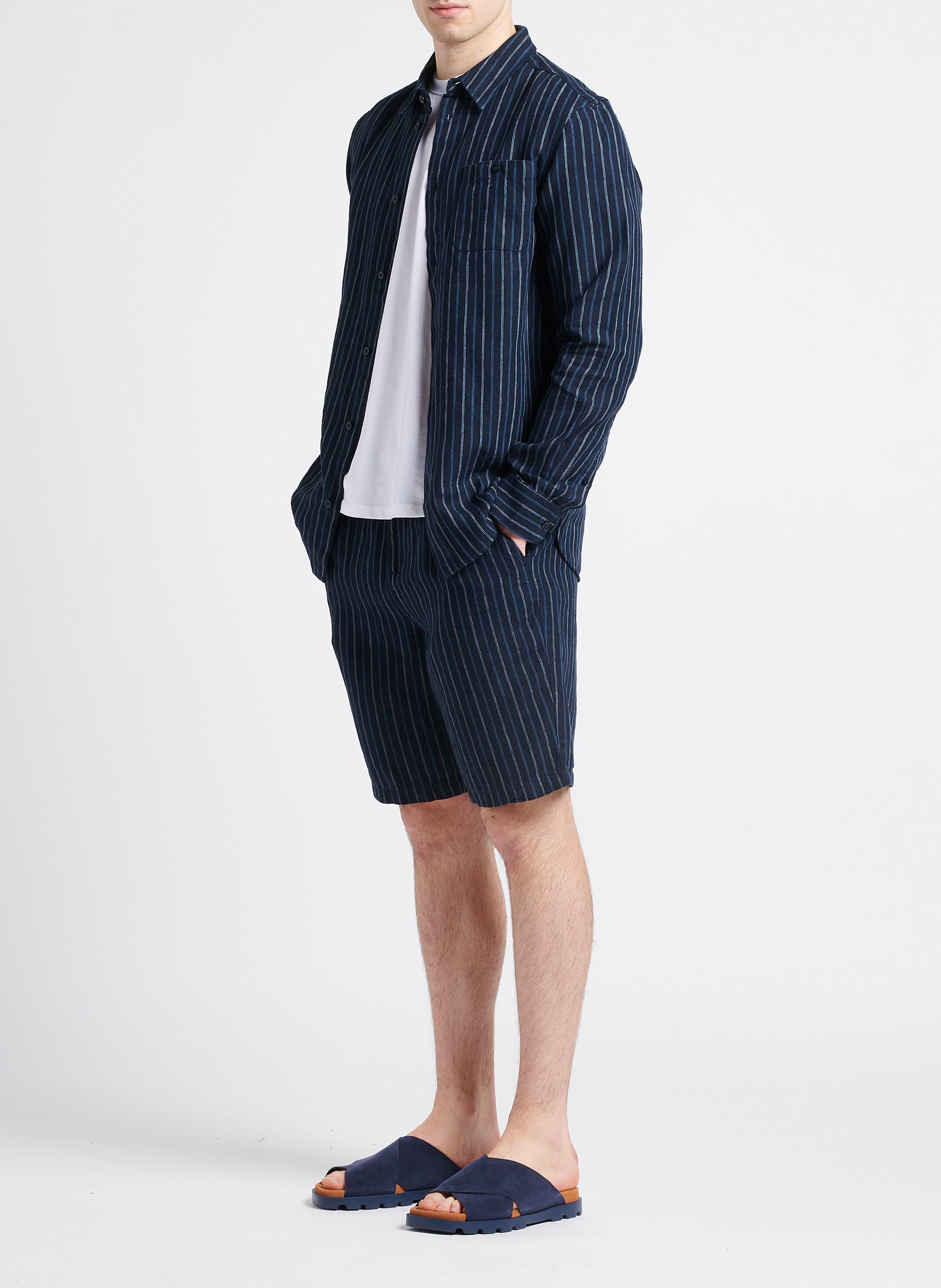 Short regular-fit en lin KNOWLEDGE COTTON APPAREL Bleu