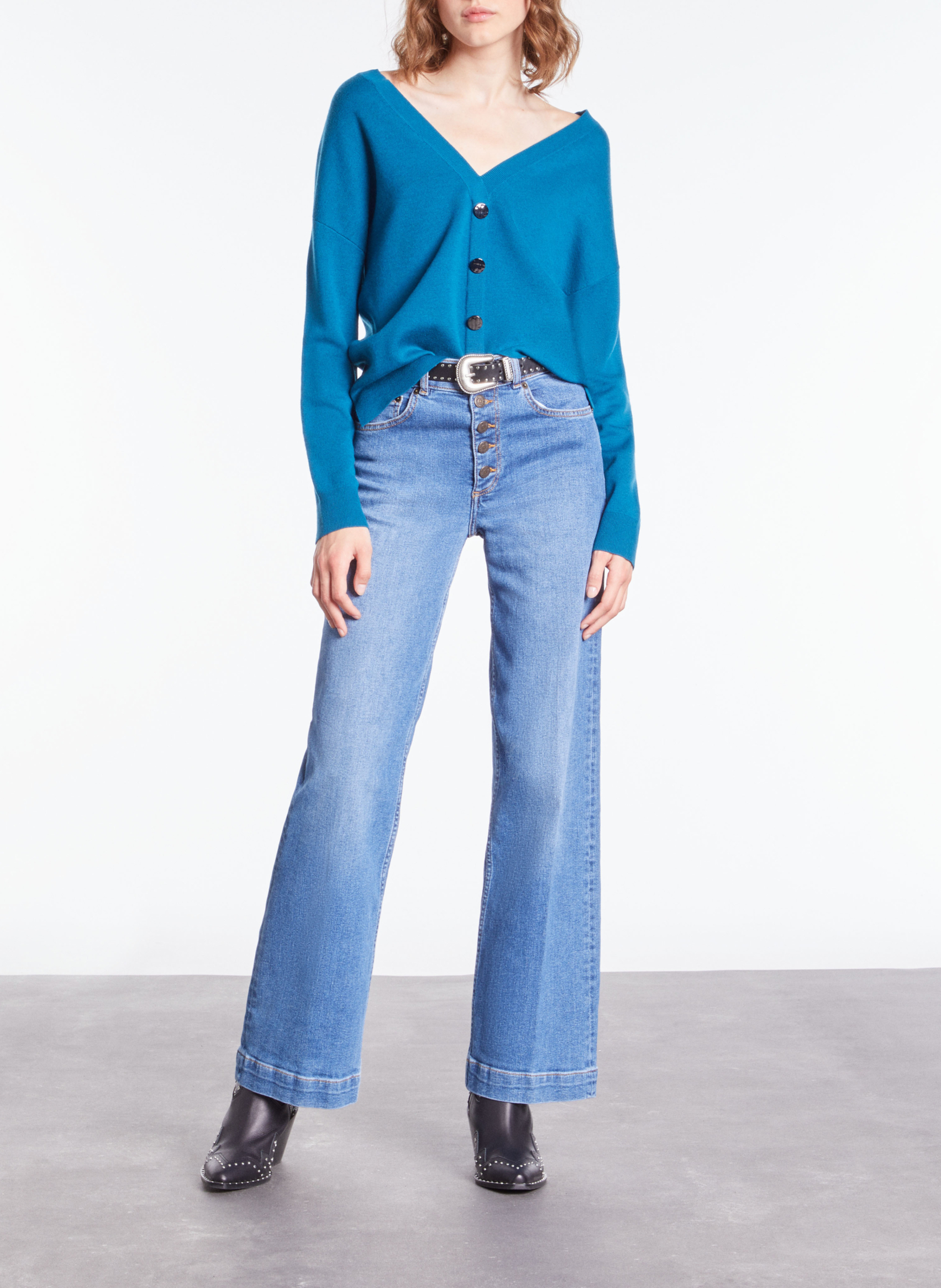 Pull col rond en laine mélangée  THE KOOPLES Bleu