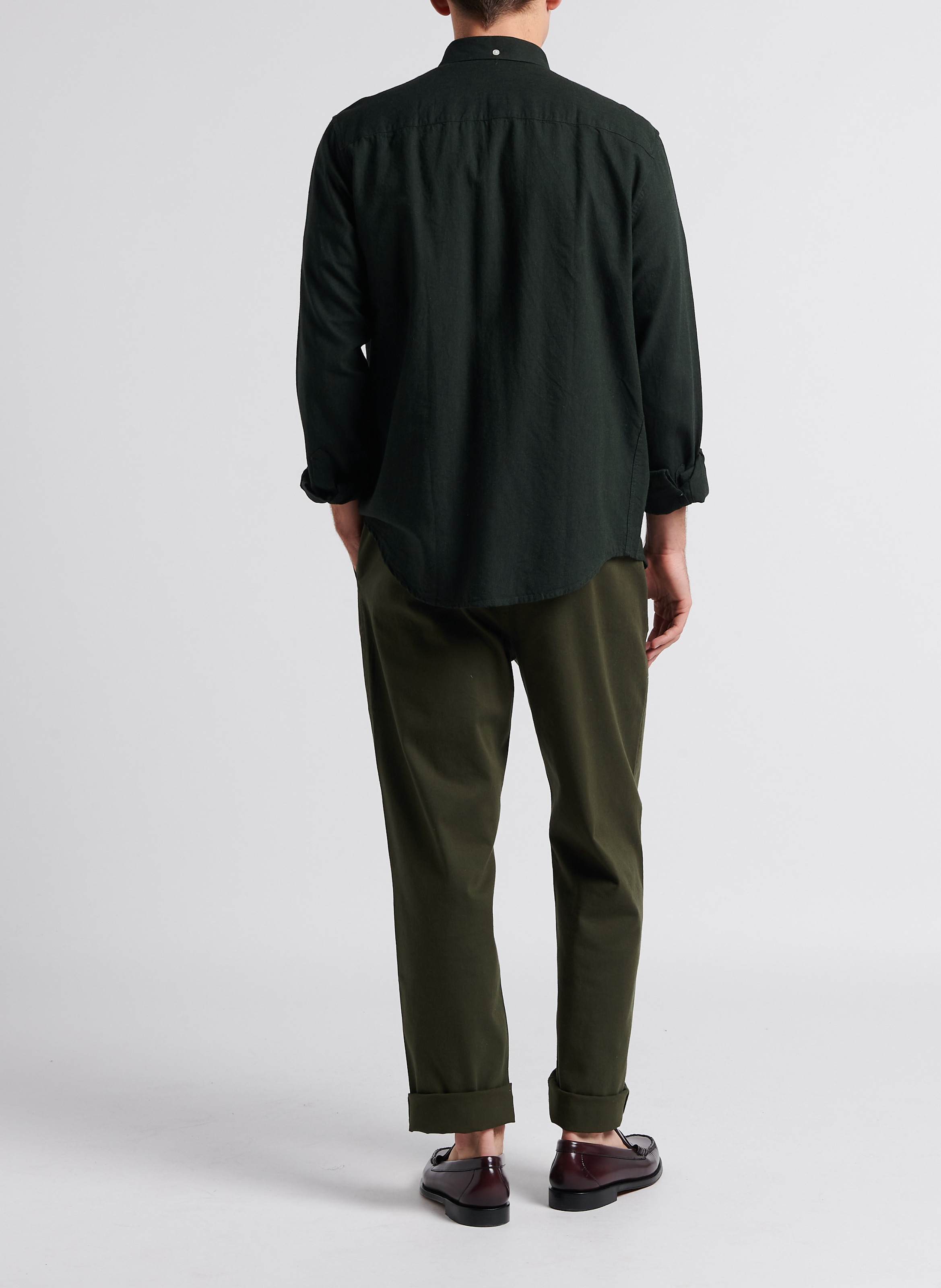 Pantalon droit en coton mélangé MINIMUM Vert