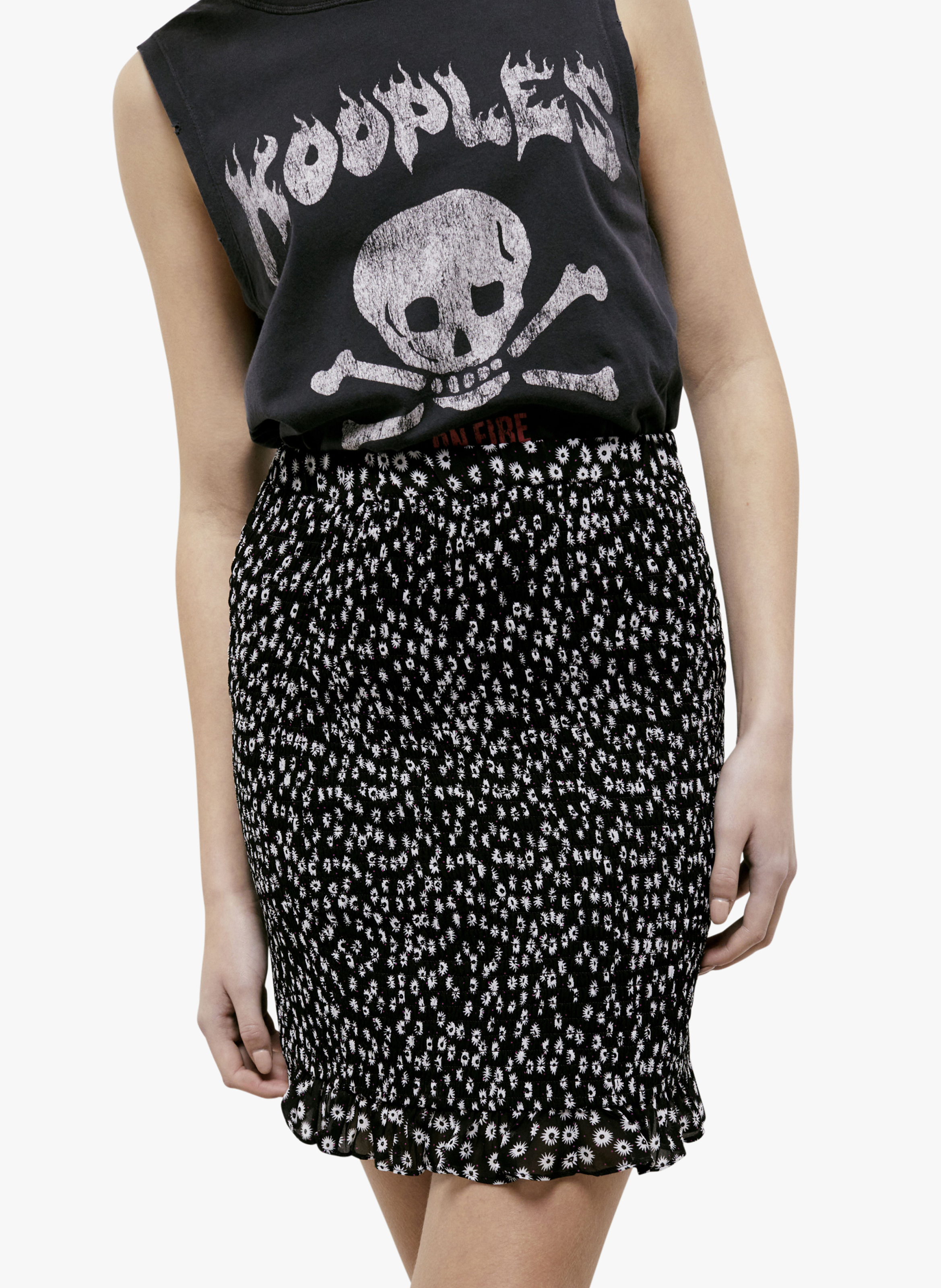 Jupe courte en viscose imprimée THE KOOPLES Noir