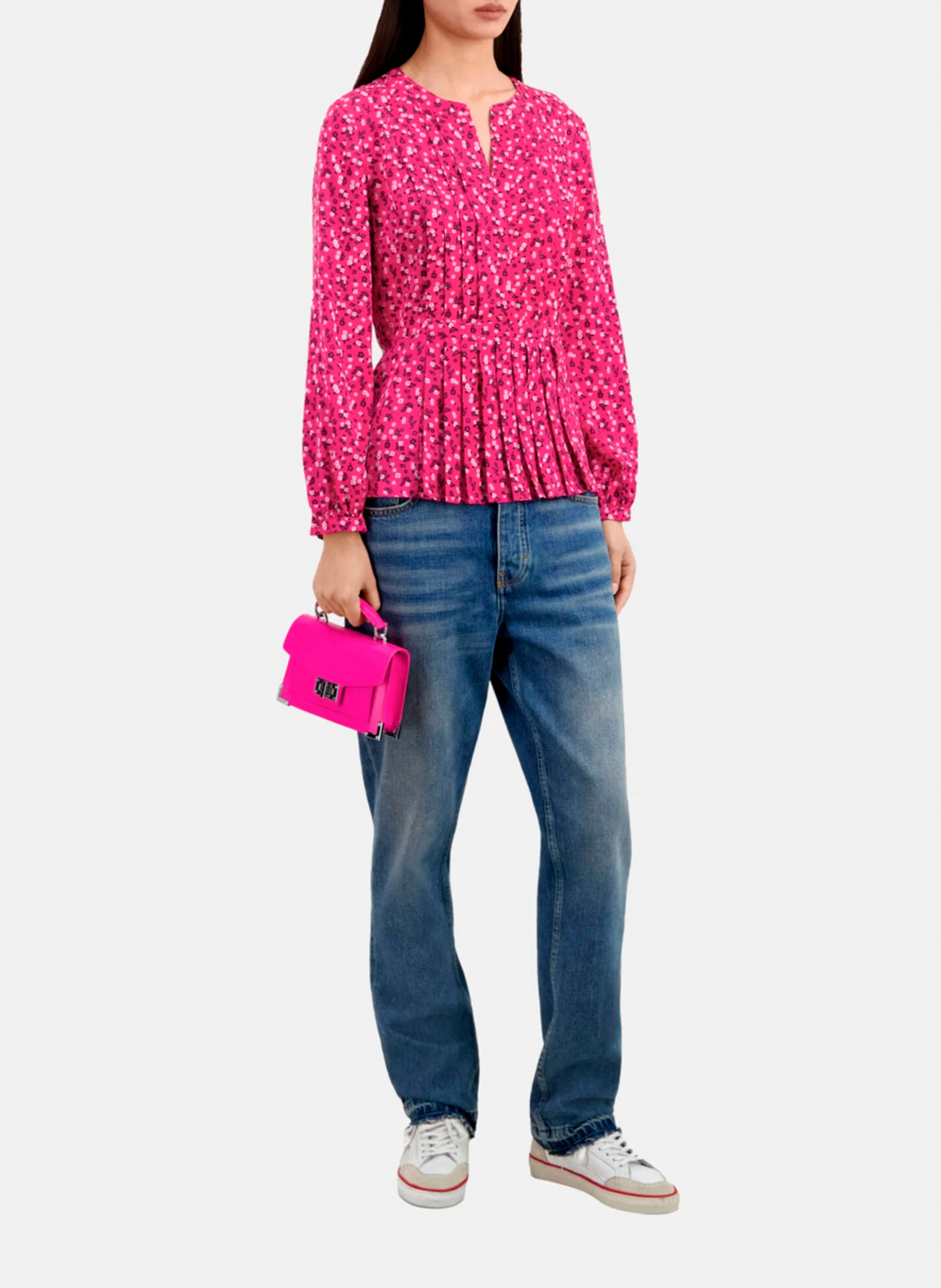 Plissiertes Henley-Top mit Print THE KOOPLES Rosa
