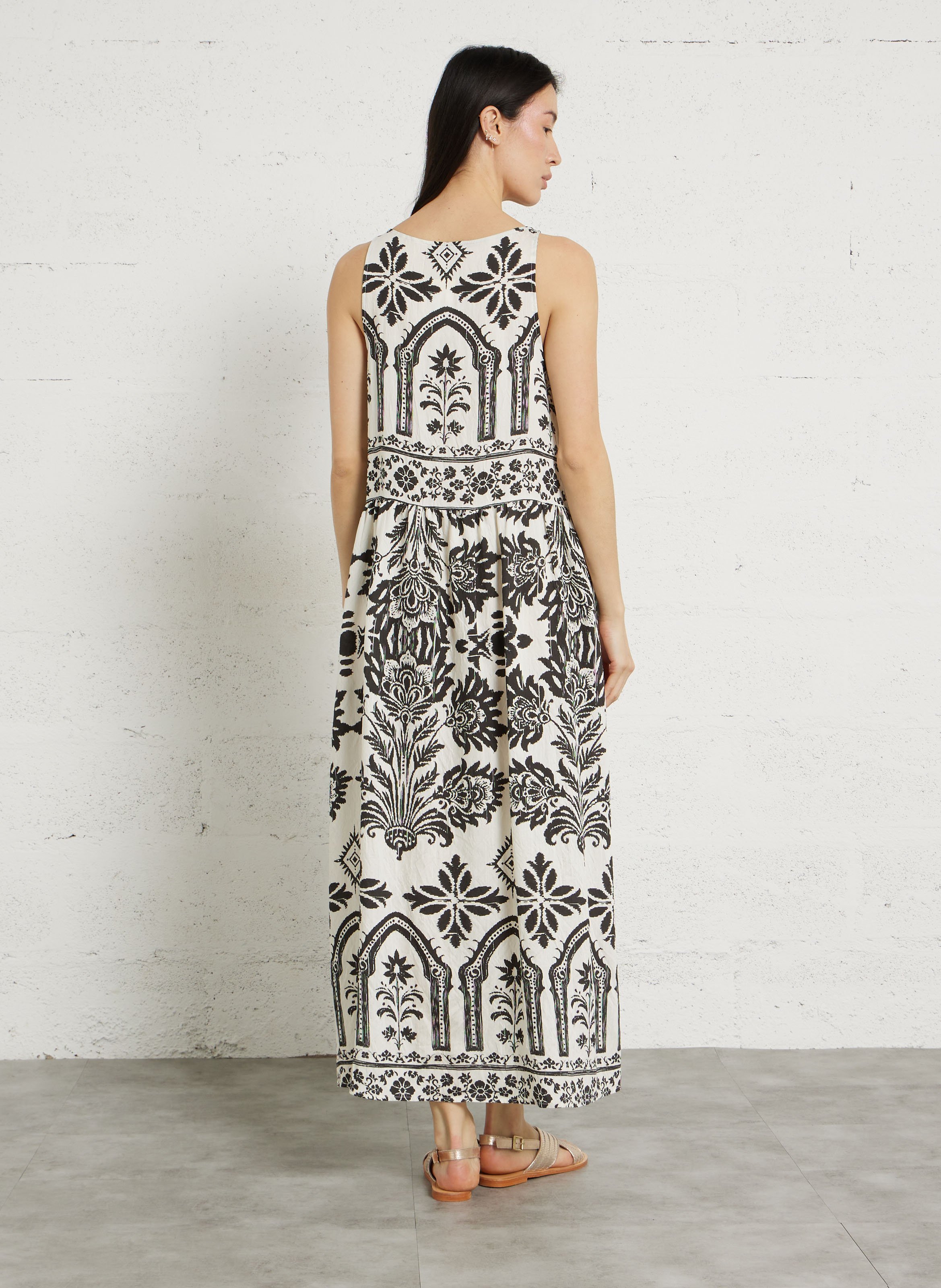 Bedrucktes Maxikleid mit Rundhalsausschnitt SEE U SOON Weiss