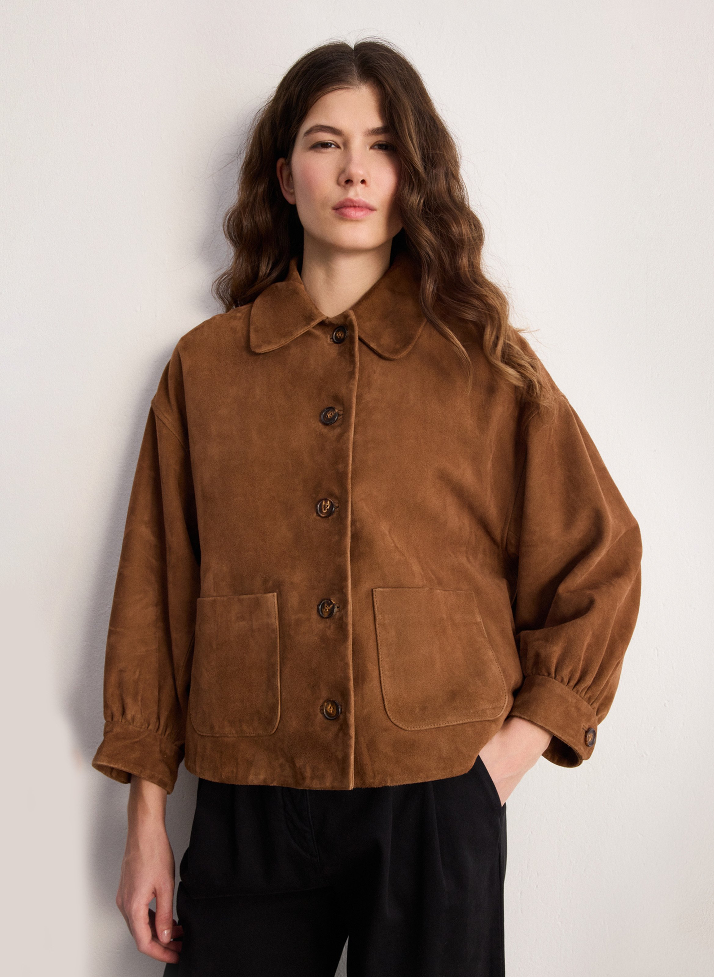 Lammlederblouson mit klassischem Kragen PABLO Braun