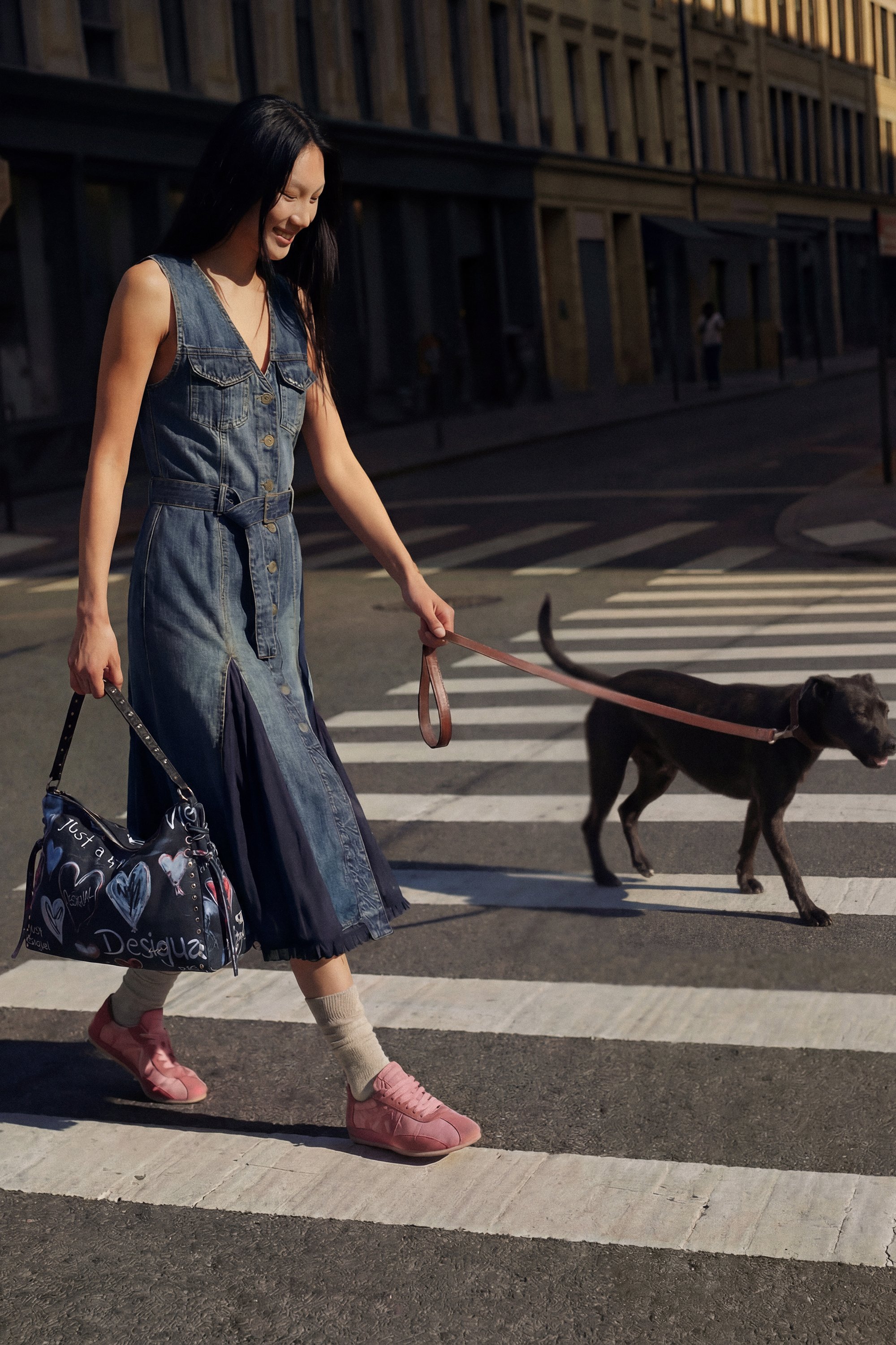 Robe midi col V  DESIGUAL Bleu