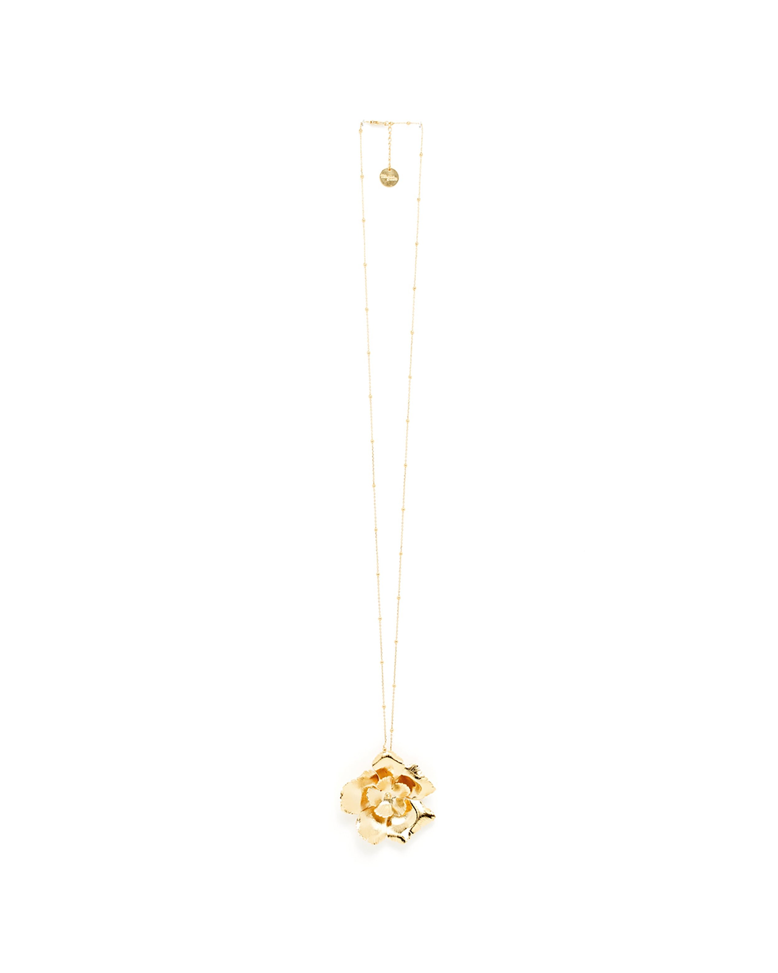 Long necklace with gold-plated flowers Golden